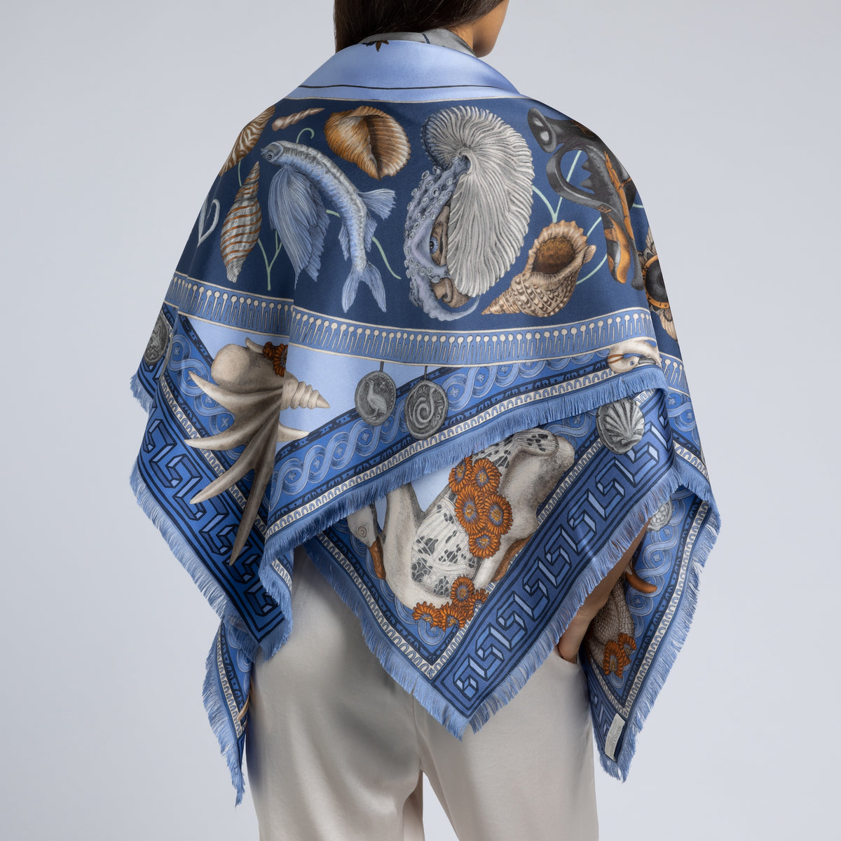 Dancing Delphinus Silk Twill Shawl 135 – Sabina Savage