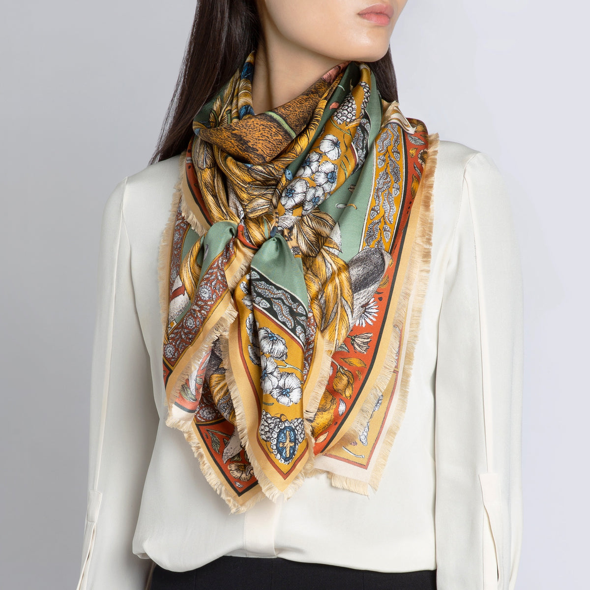 サルセーション SALSATION ショール The Princely Parrots Silk Twill Shawl 135 – Sabina Savage
