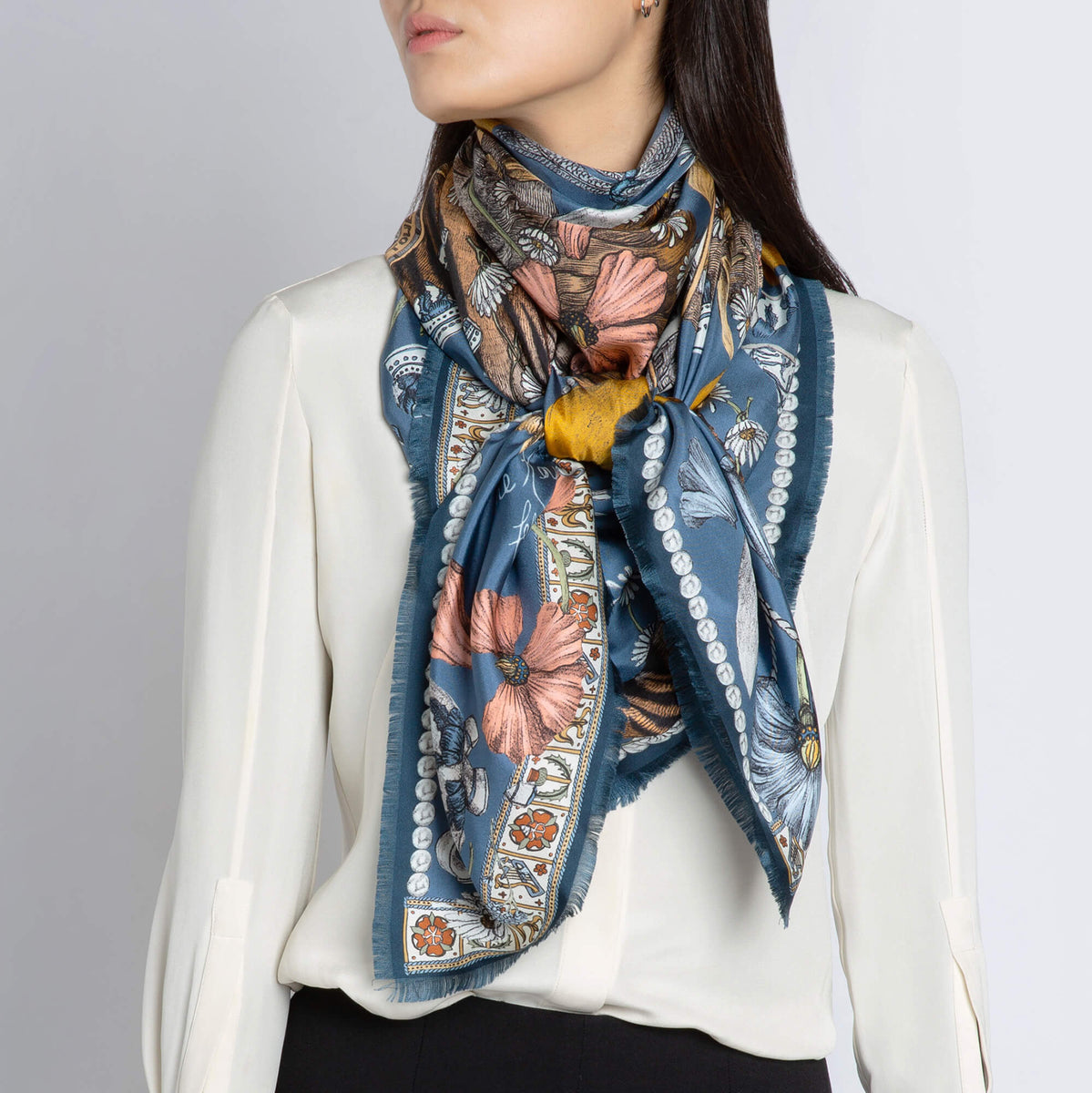 Afternoon Tea for Two Double-Sided Printed Silk Twill Scarf - China Shawl  and Scarf price