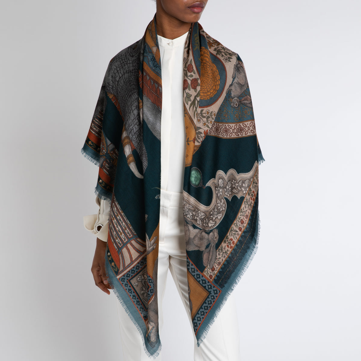 The Rabbits and The Elephant Cashmere Shawl 135 Sabina Savage