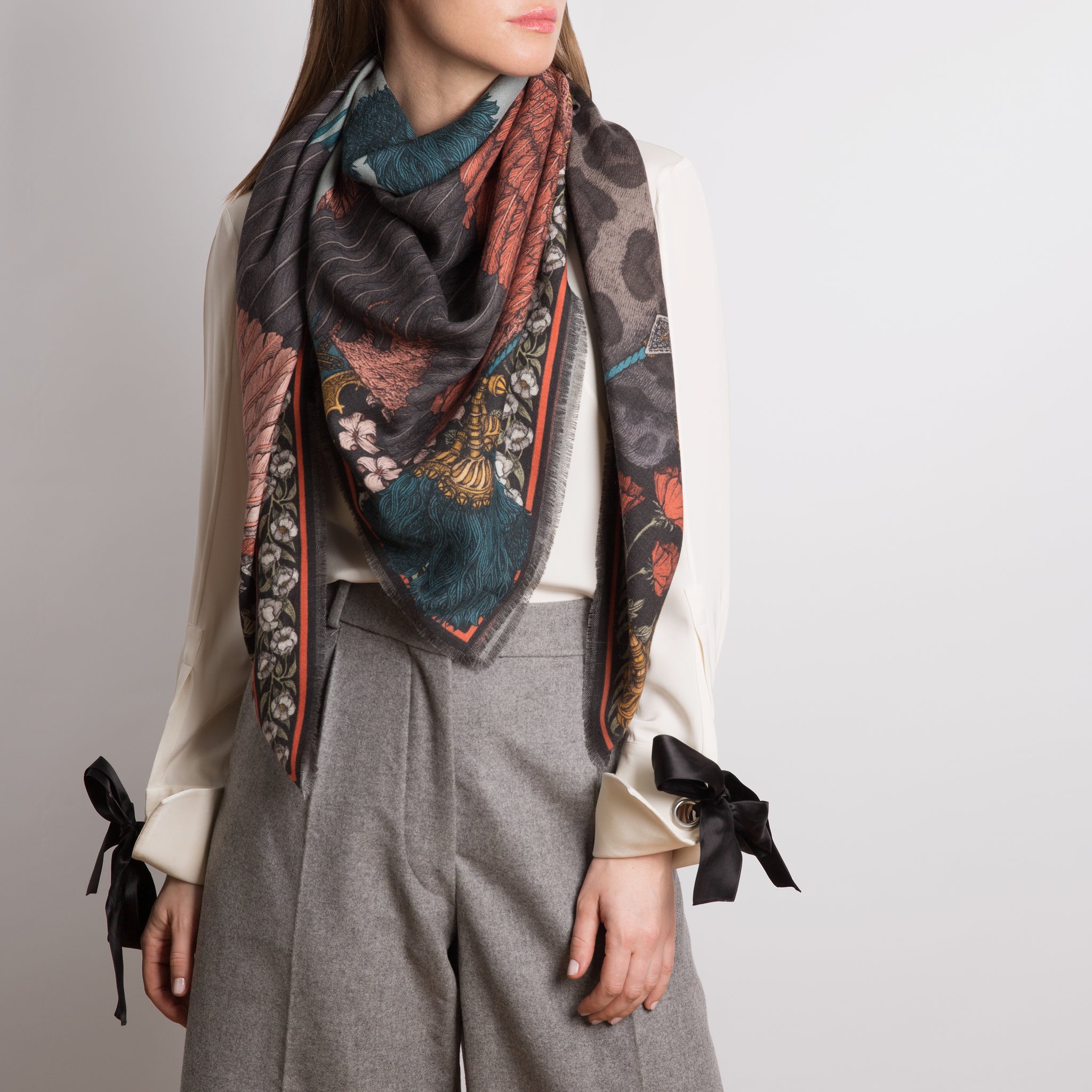 MARTIN WHATSON SANDRA CHEVRIER シルクスクリーン Oranges and Lemons Wool Silk Shawl 135 – Sabina Savage