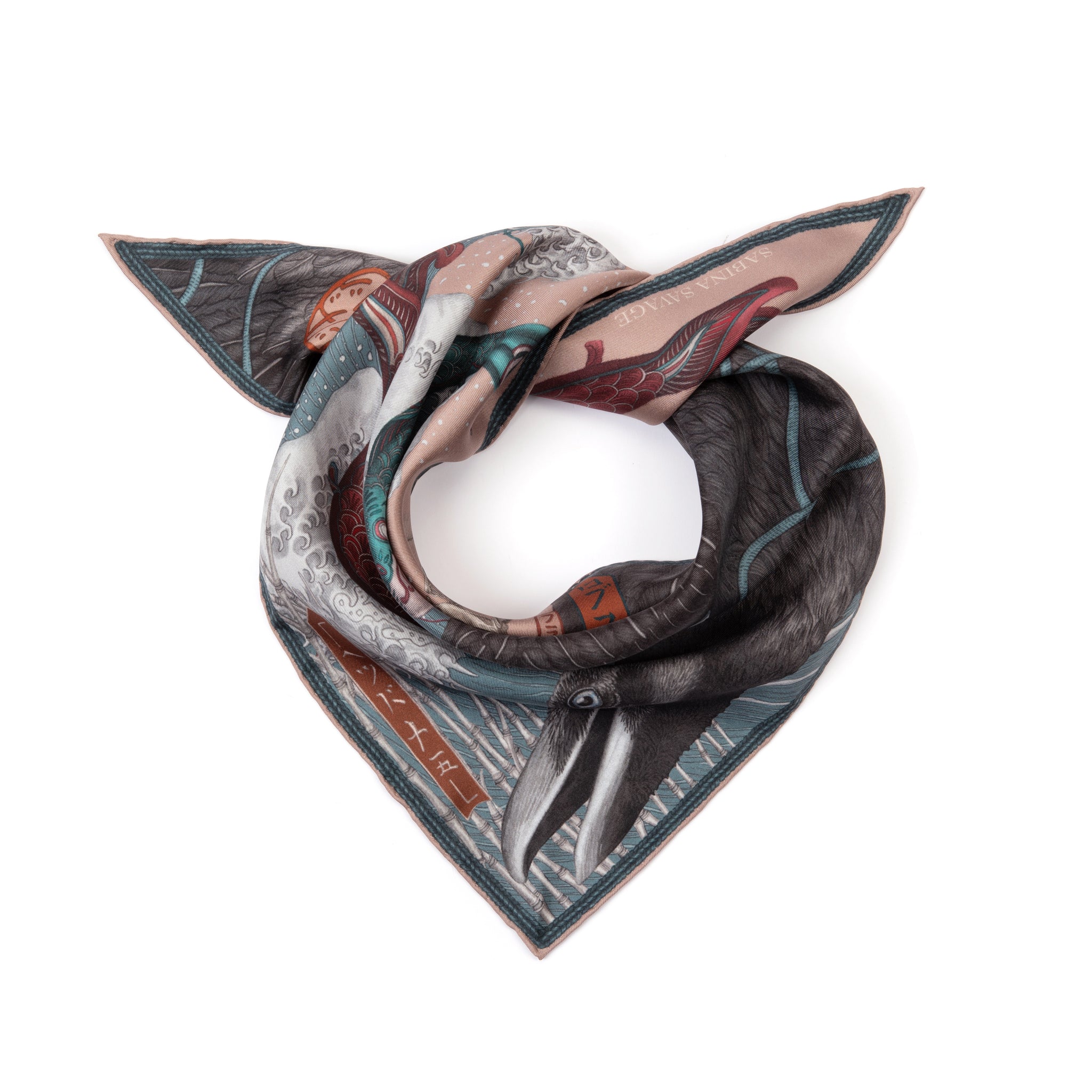 Koinobori Karasu Silk Twill Scarf Triangle – Sabina Savage
