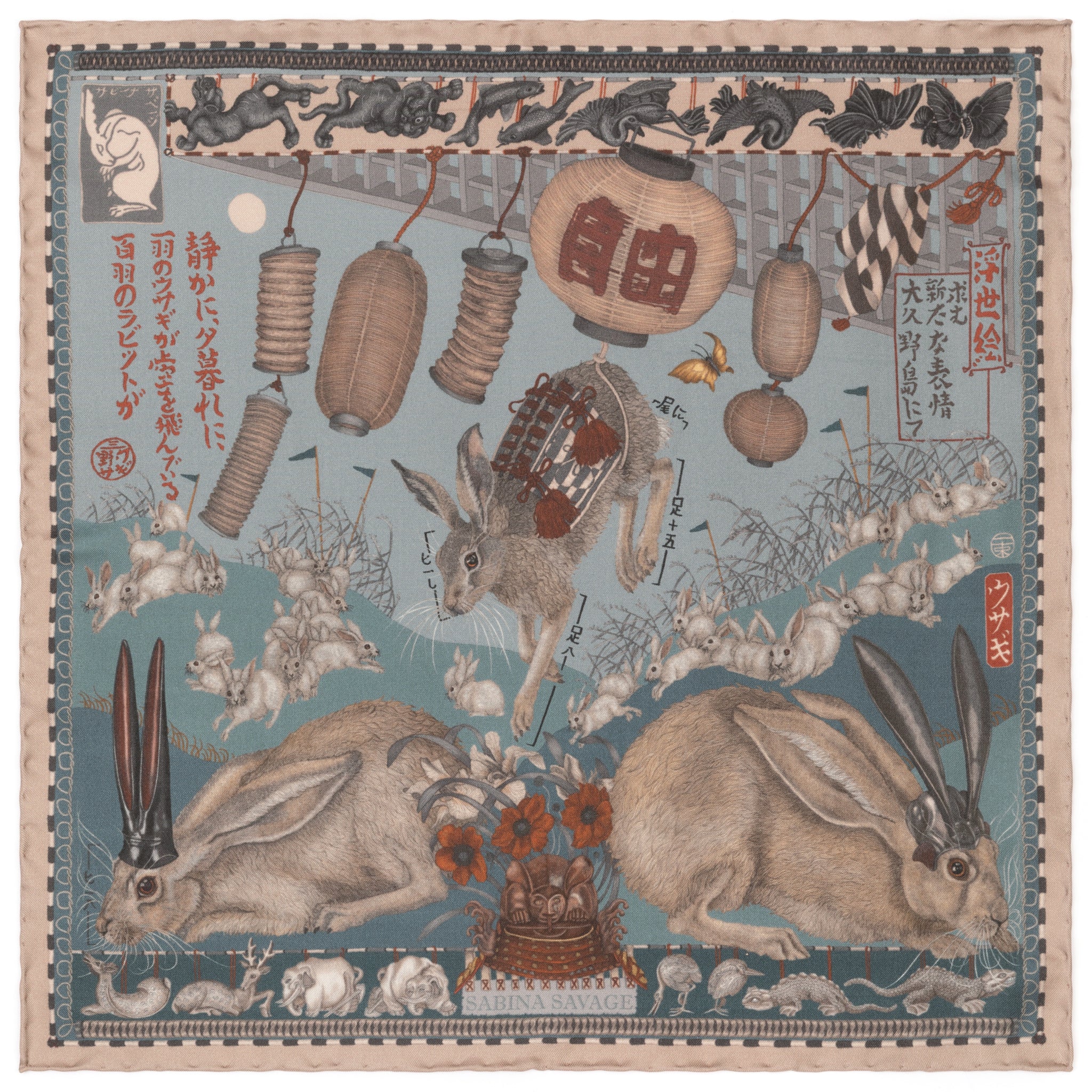 小物 Montmartre New York Bunnies Scarf The Floating Rabbits Silk Twill Scarf 42 – Sabina Savage