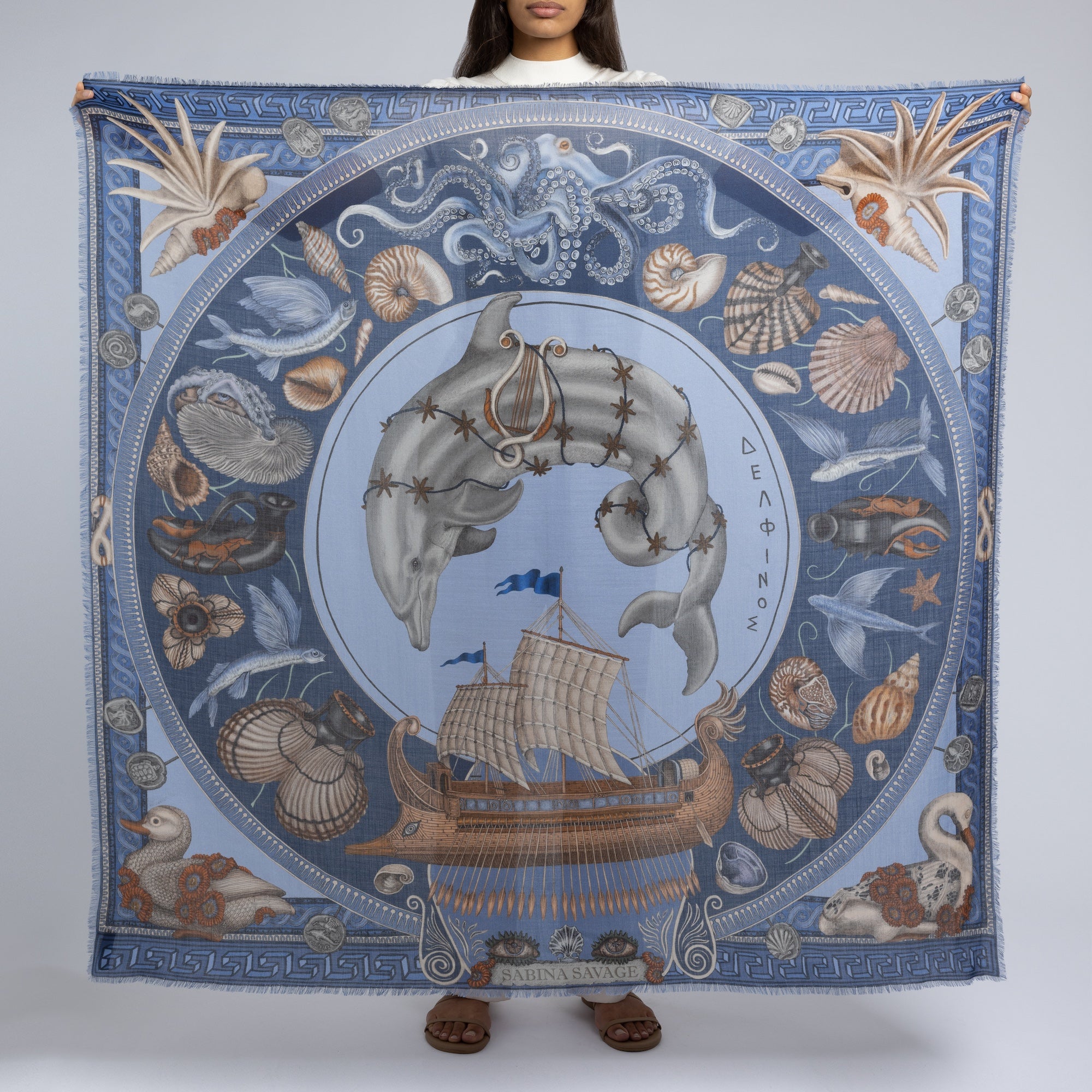 Dancing Delphinus Cashmere Shawl 135 – Sabina Savage