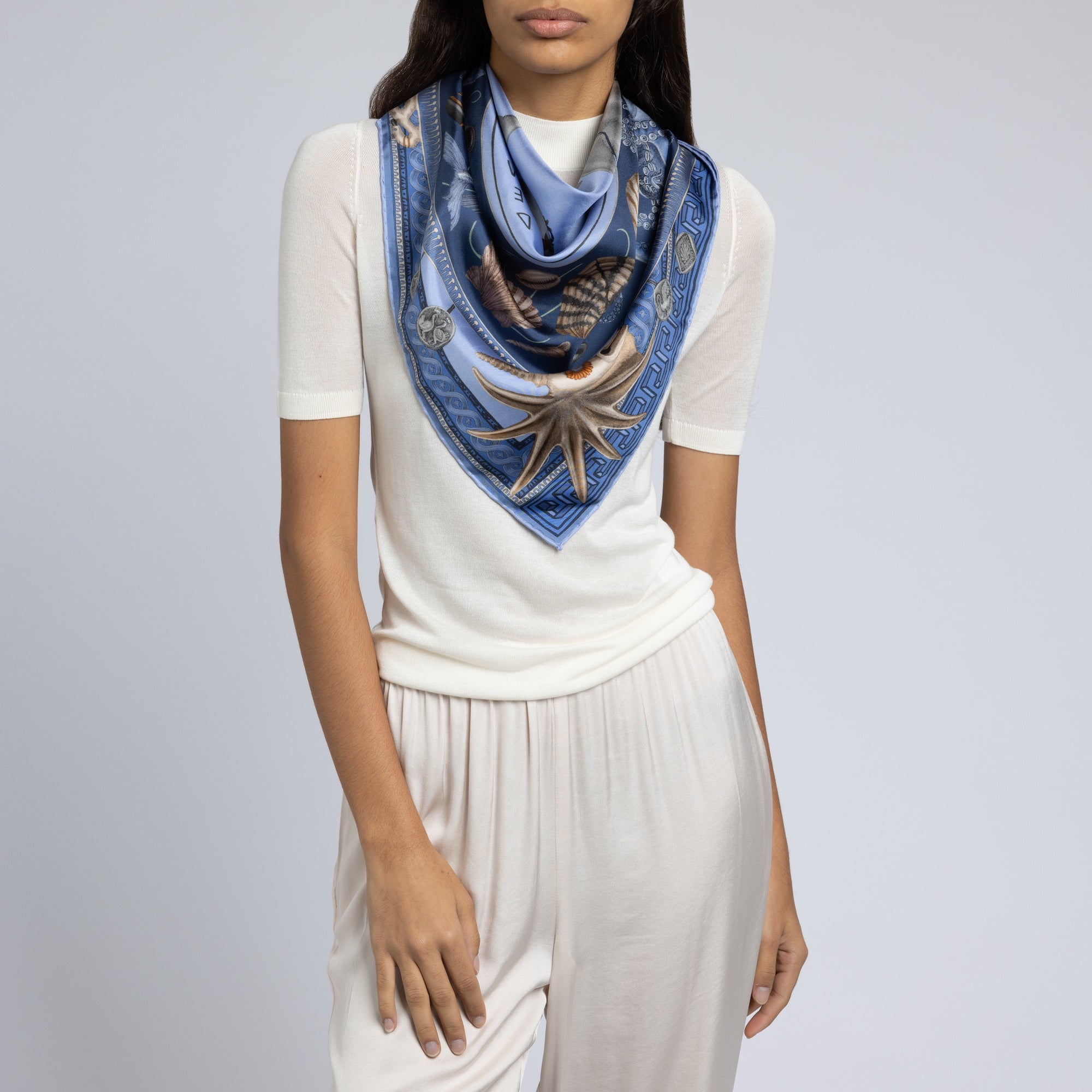 Dancing Delphinus Silk Twill Scarf 90 – Sabina Savage