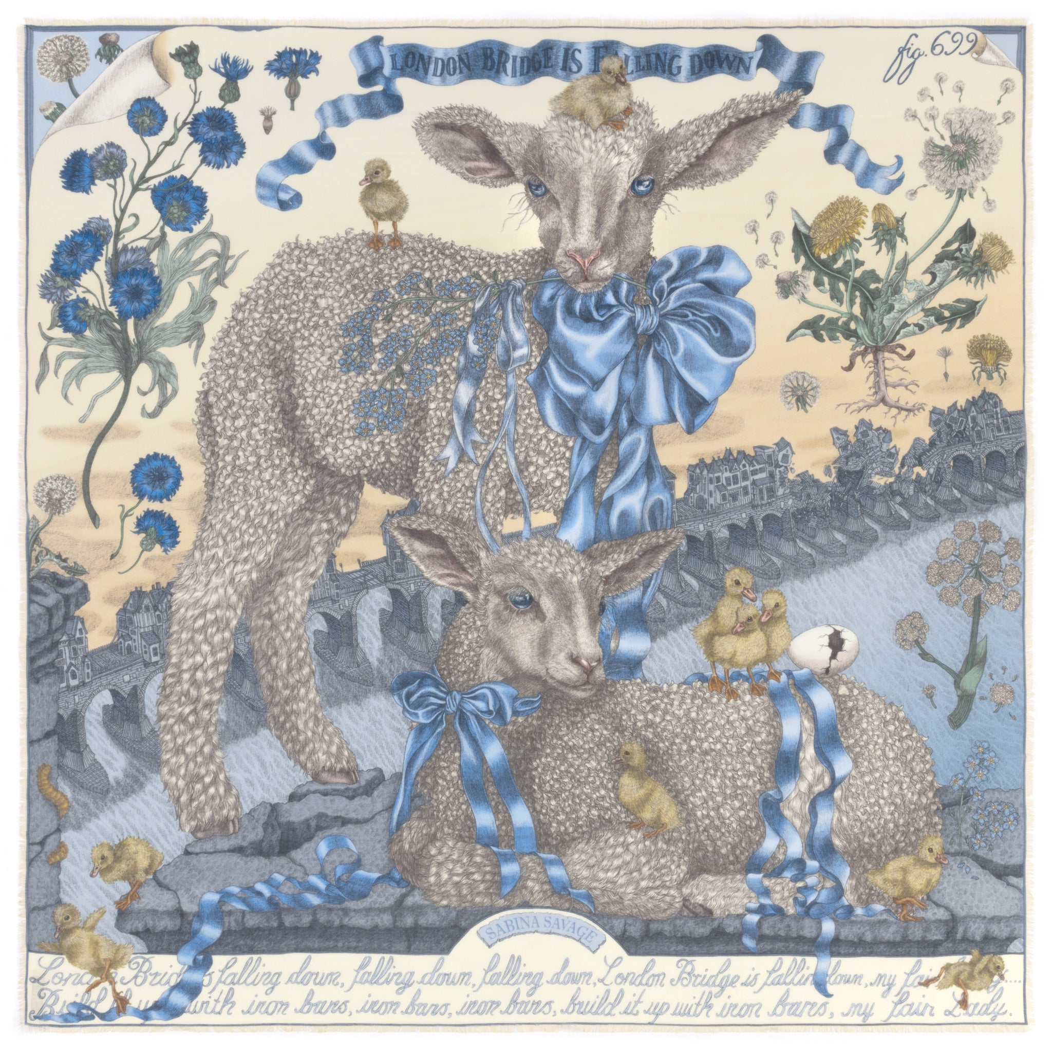 London Bridge is Falling Down Cashmere Shawl 135 – Sabina Savage