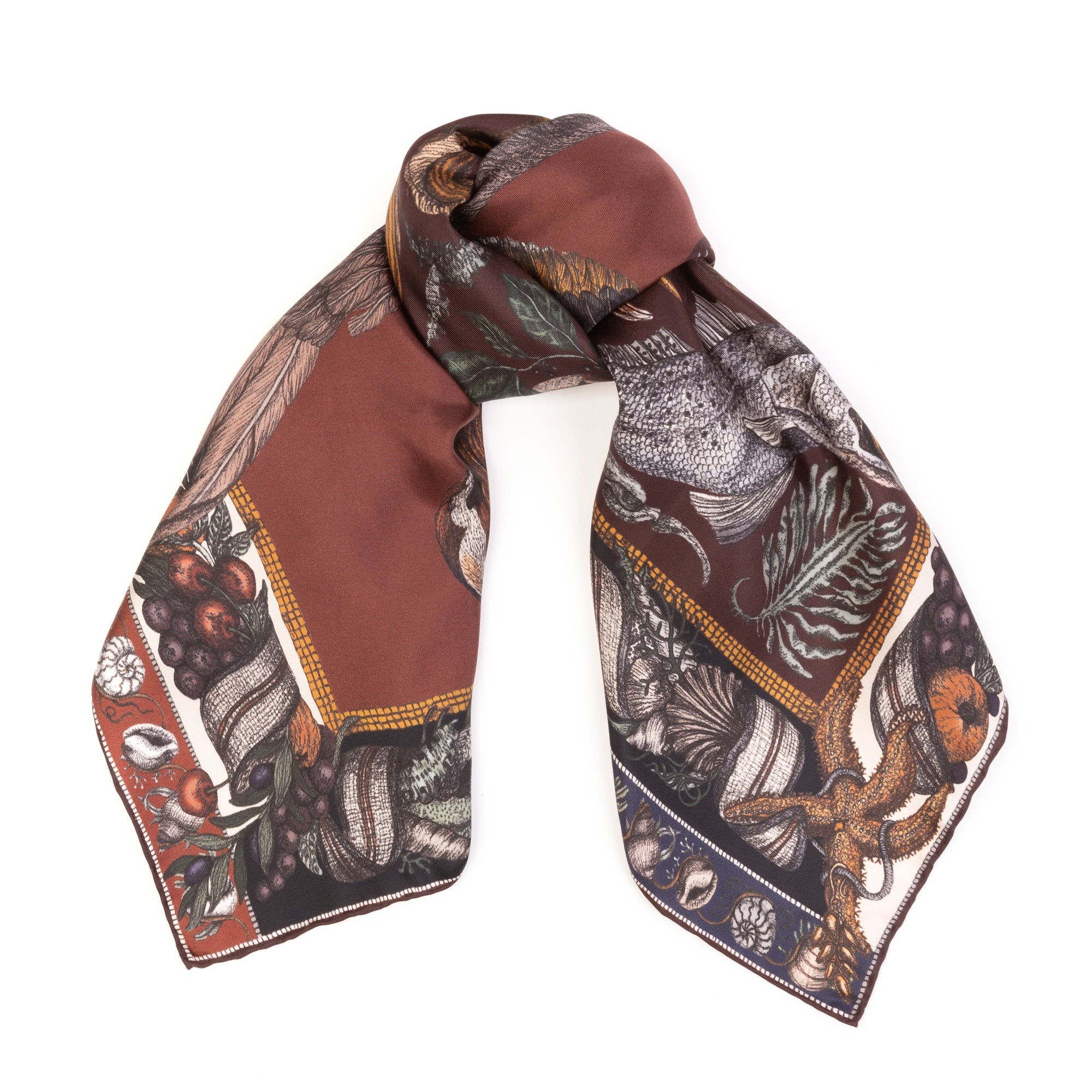 Neptune's Riches Silk Twill Scarf 90 – Sabina Savage
