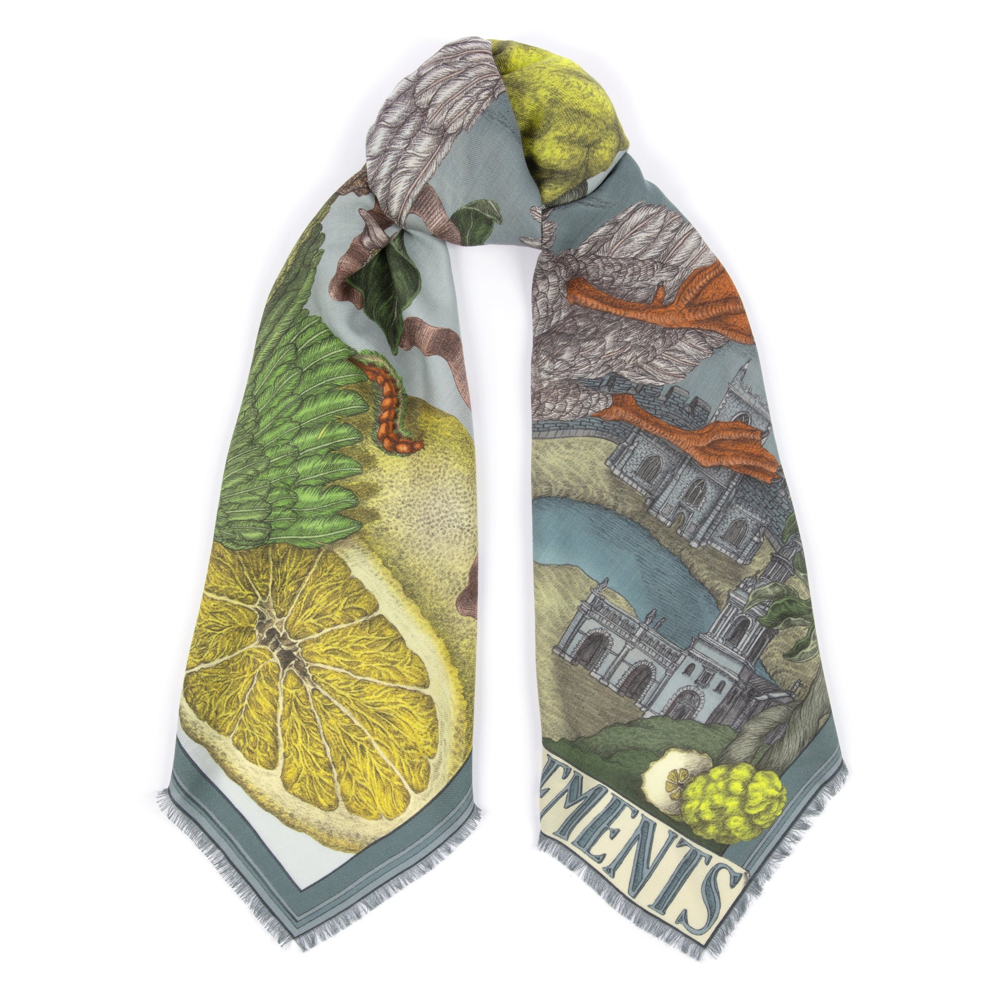 Oranges and Lemons Wool Silk Shawl 135 – Sabina Savage