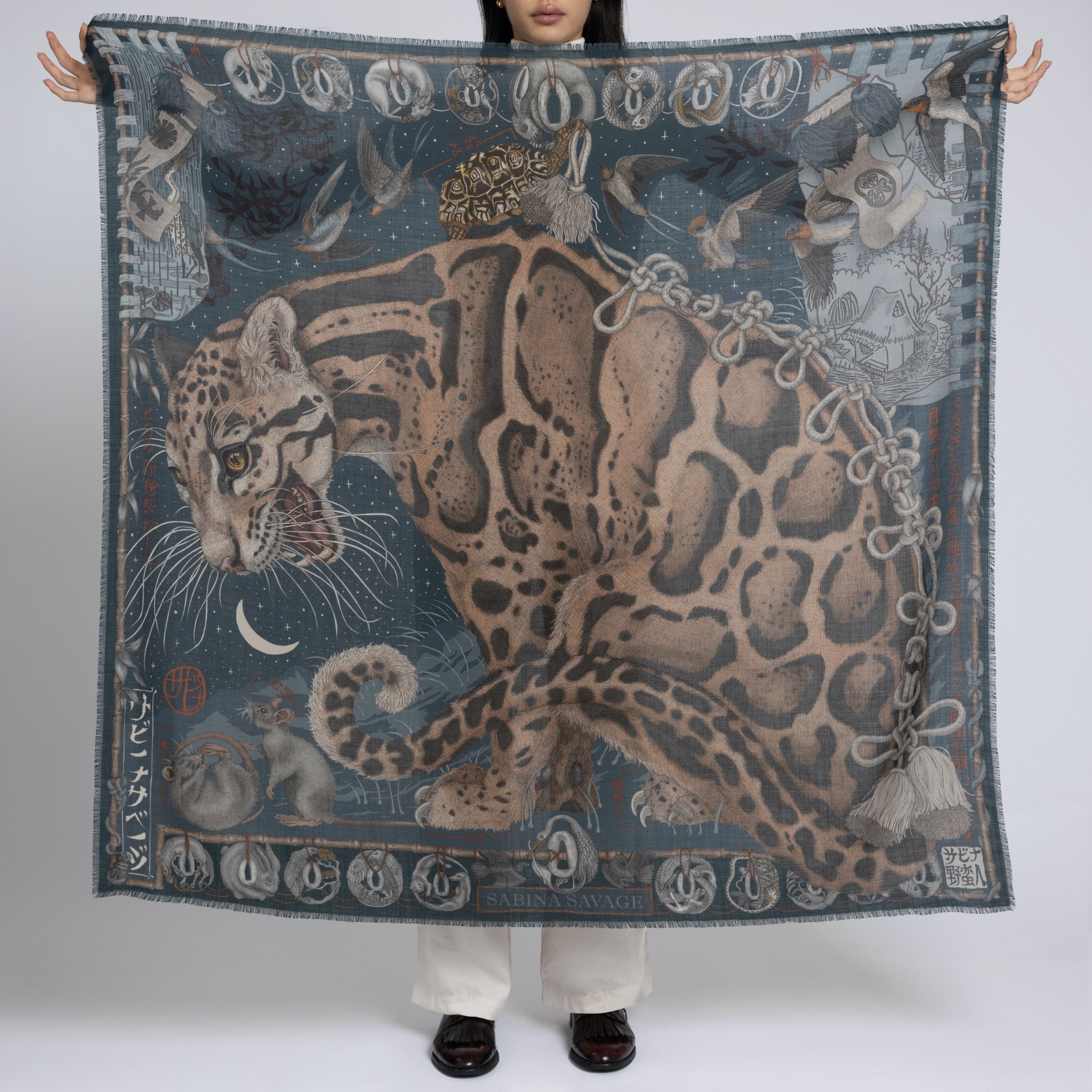 The Lunar Leopard Wool Silk Shawl 135 – Sabina Savage
