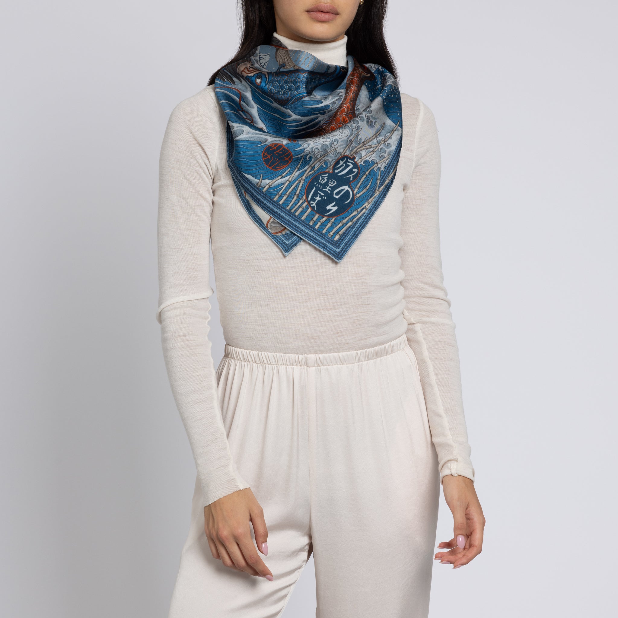 Koinobori Karasu Silk Twill Scarf 90 – Sabina Savage