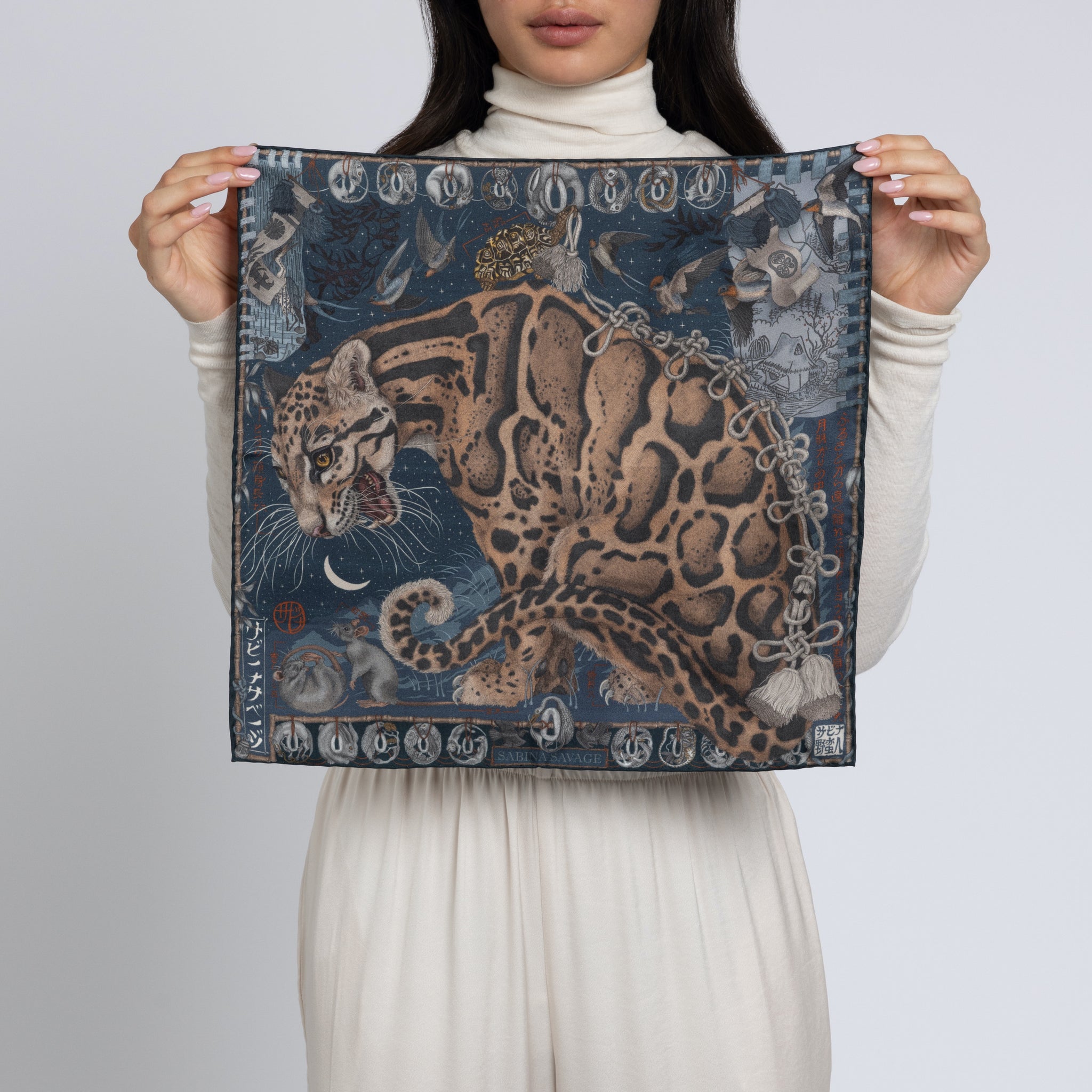 The Lunar Leopard Silk Twill Scarf 42 – Sabina Savage