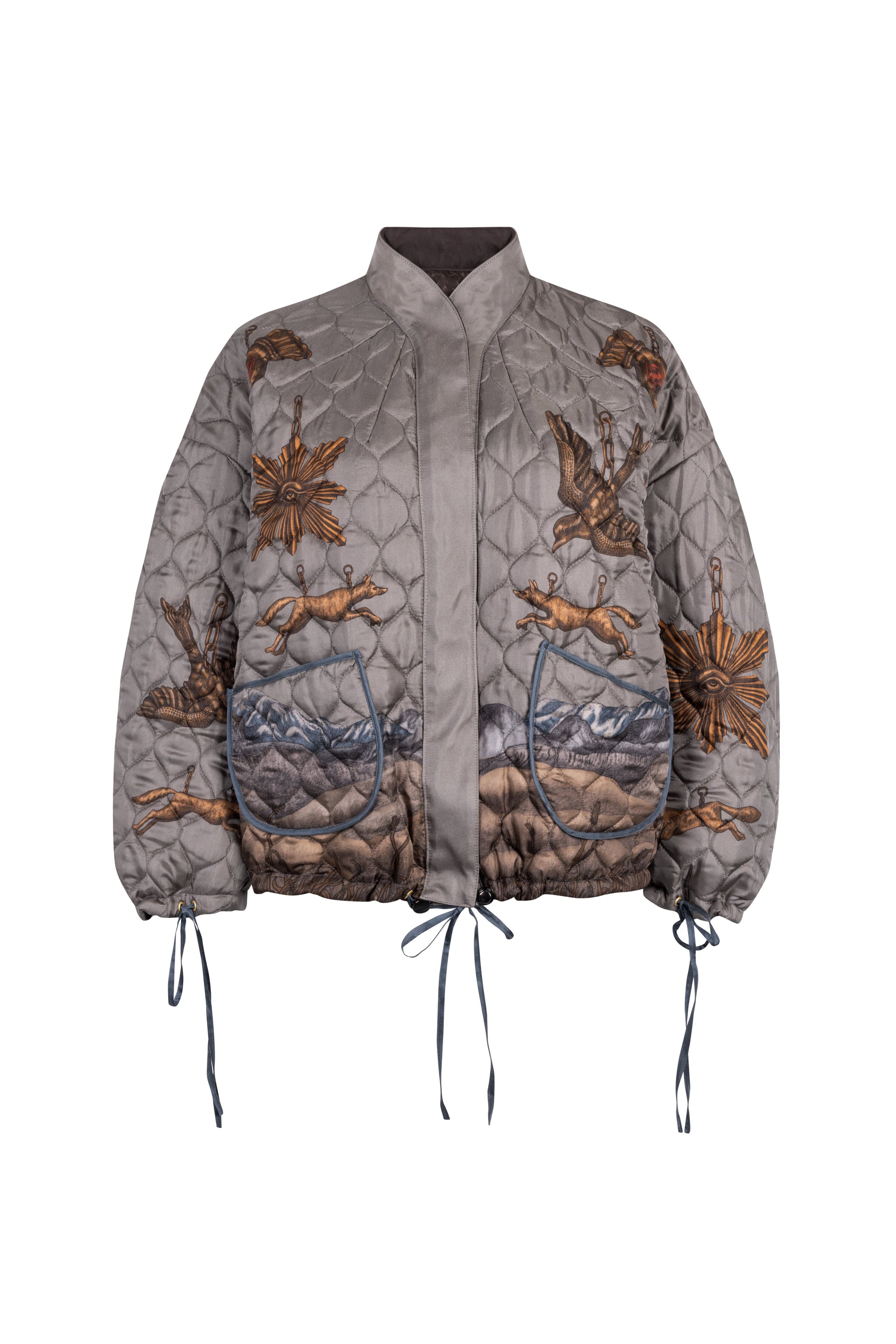 Secrets of the Bison Reversible Bomber Jacket in Chambray Stone