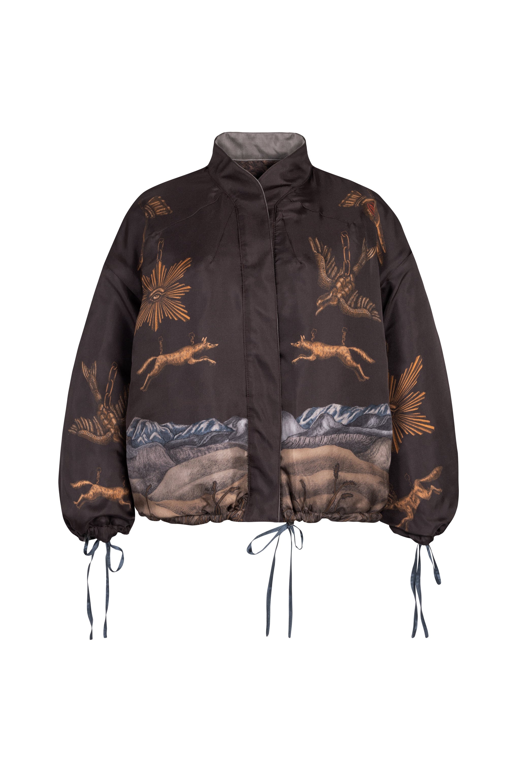 Secrets of the Bison Reversible Bomber Jacket in Chambray Stone