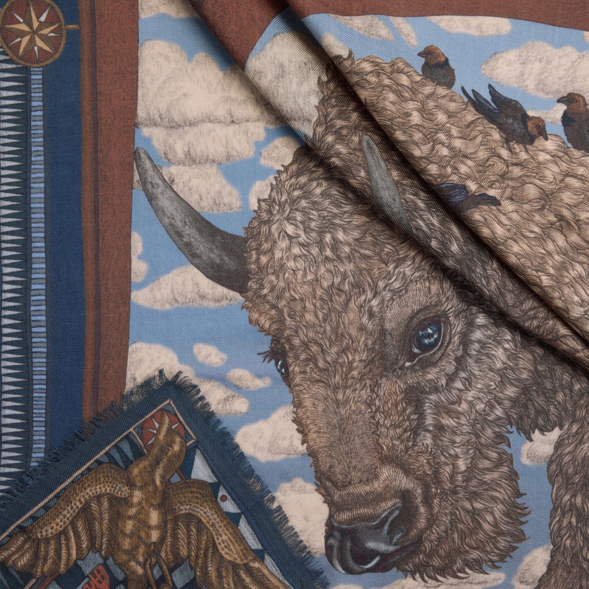 Secrets of the Bison Wool Silk Shawl in Sanguine Silver | Sabina