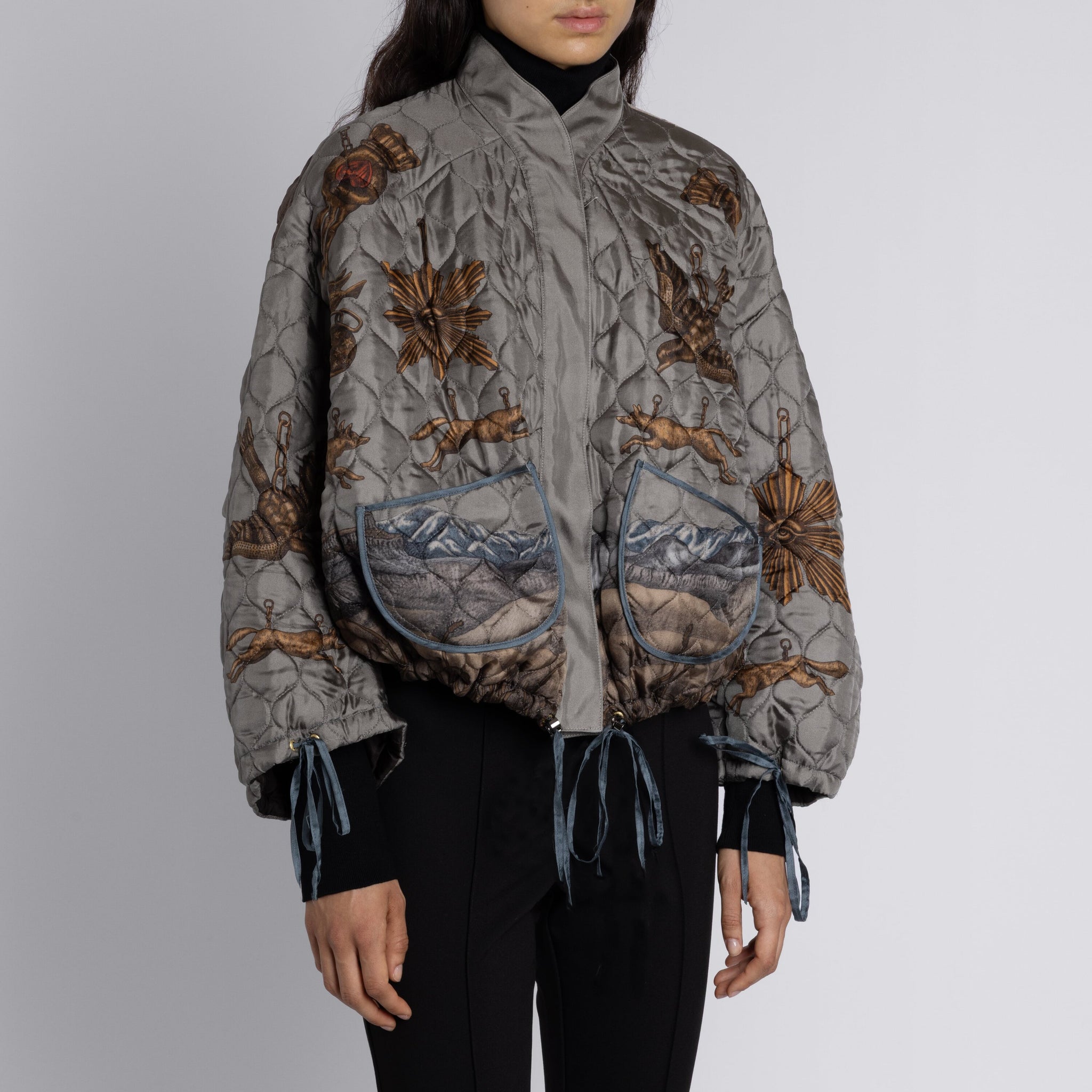 Secrets of the Bison Reversible Bomber Jacket in Chambray Stone