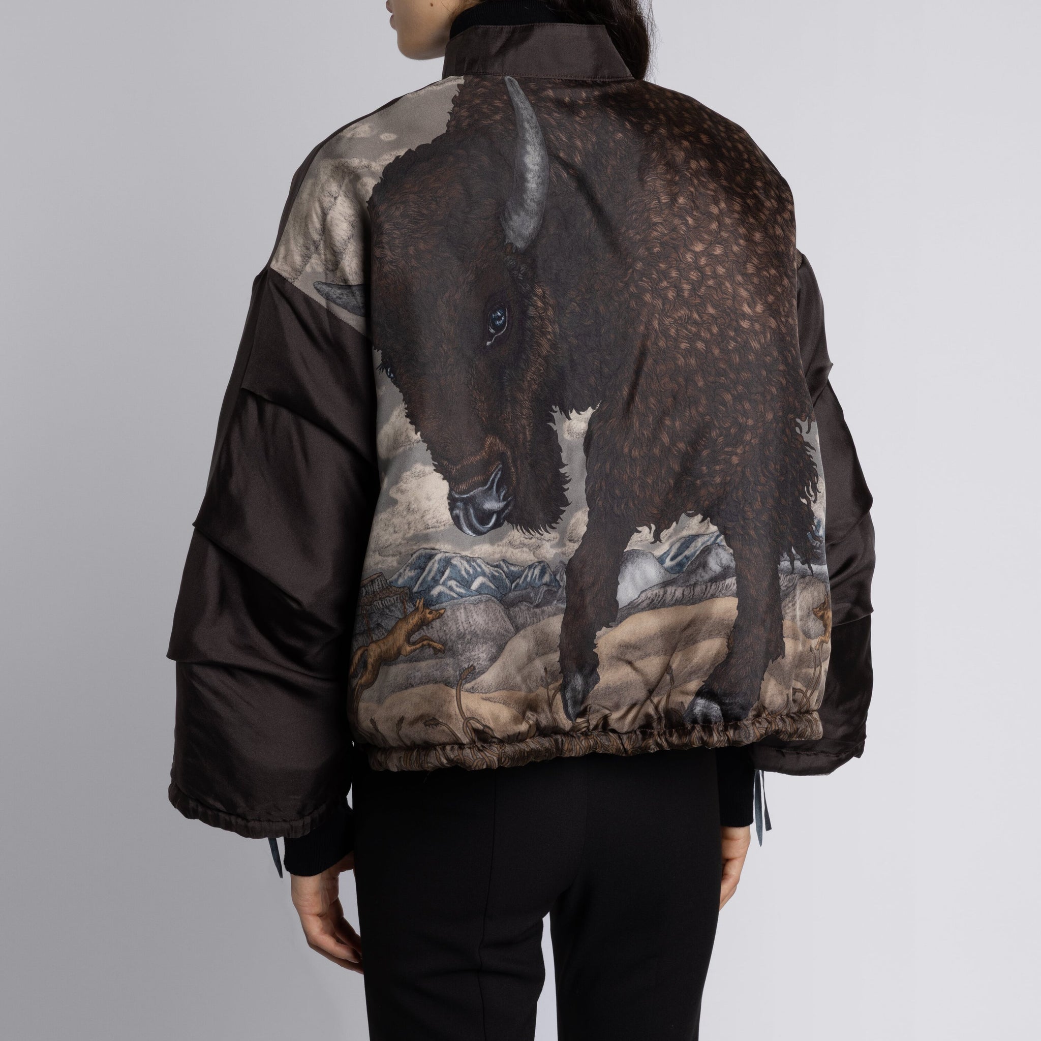 Secrets of the Bison Reversible Bomber Jacket in Chambray Stone