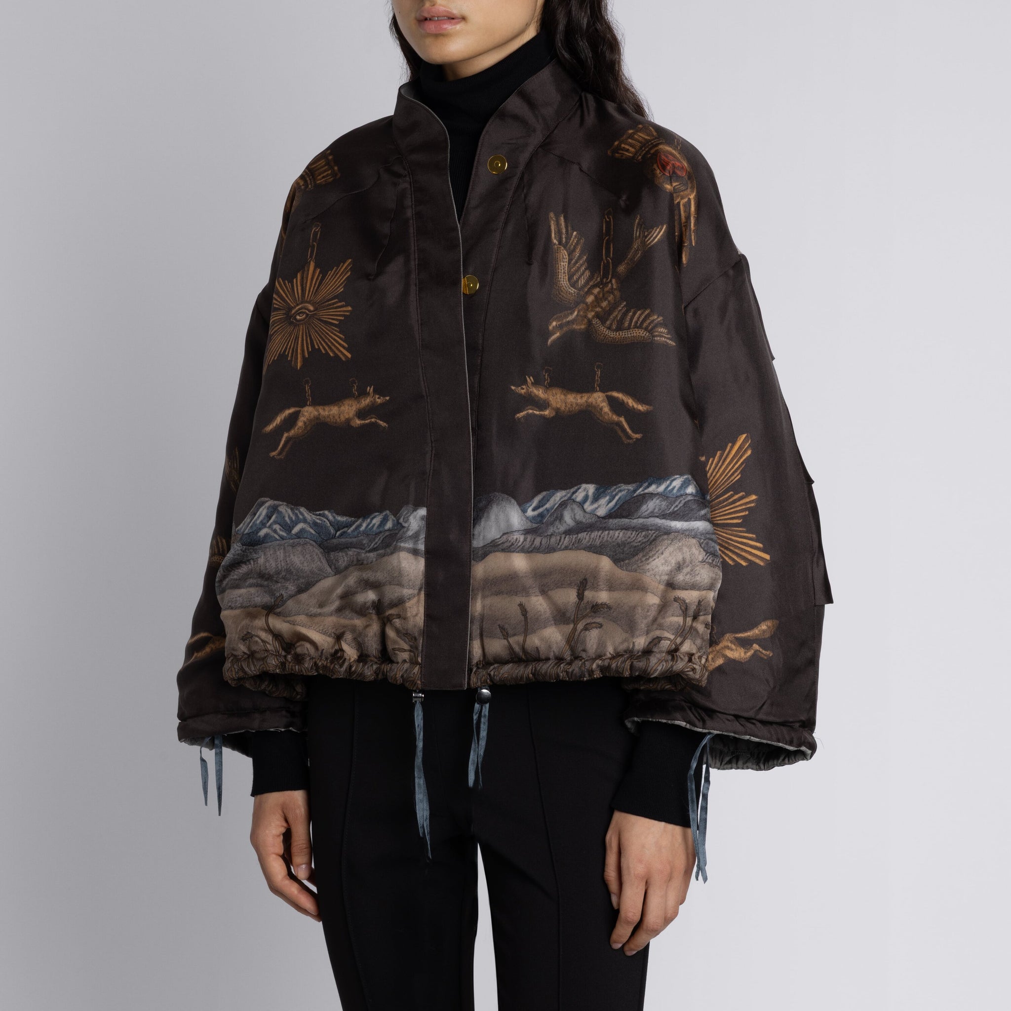 Secrets of the Bison Reversible Bomber Jacket in Chambray Stone