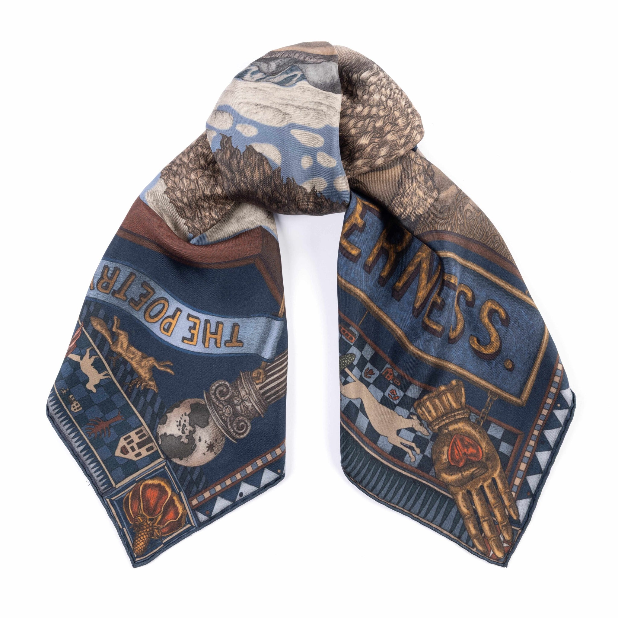 Secrets of the Bison Silk Twill Shawl in Sanguine Silver | Sabina