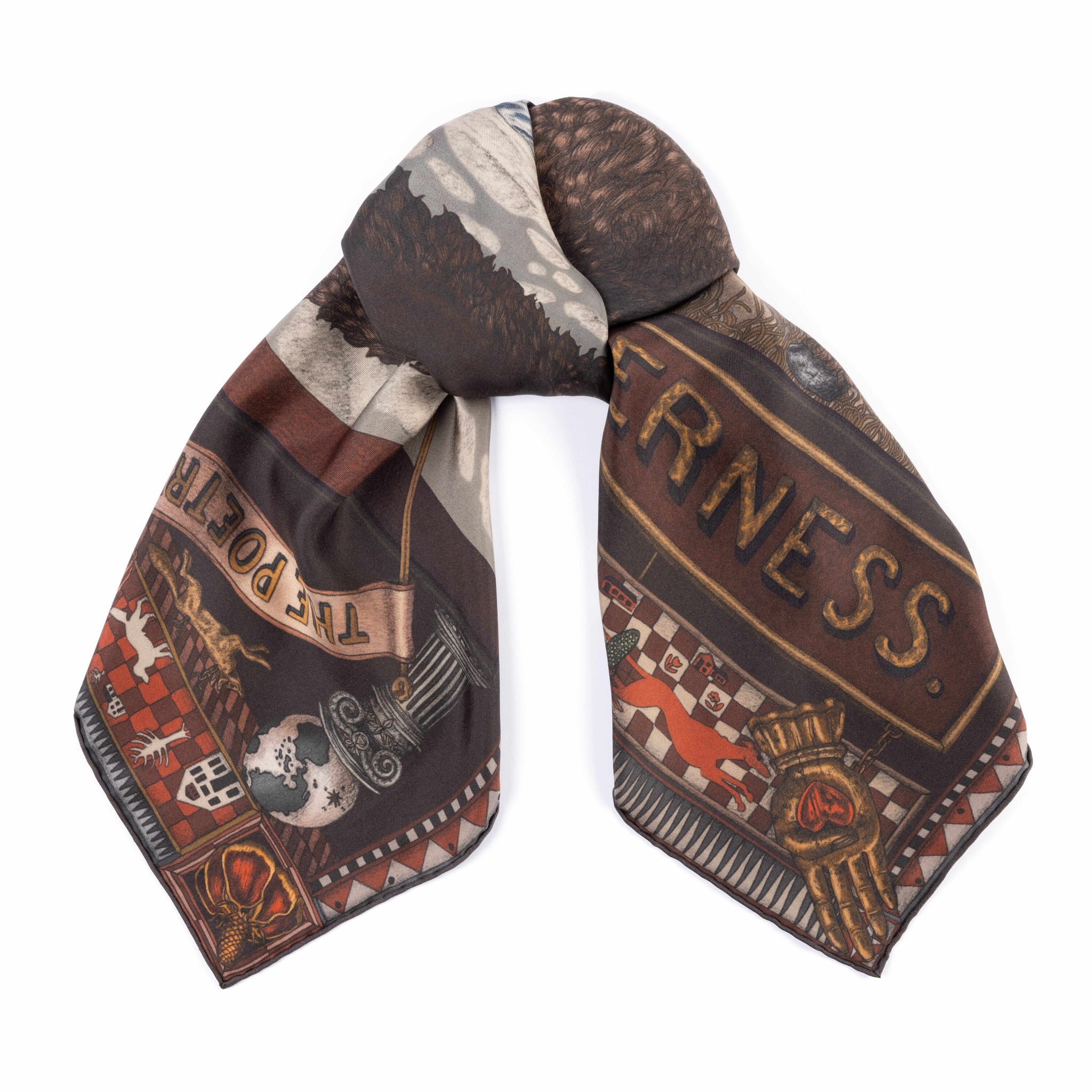 Secrets of the Bison Silk Twill Shawl in Sanguine Silver | Sabina