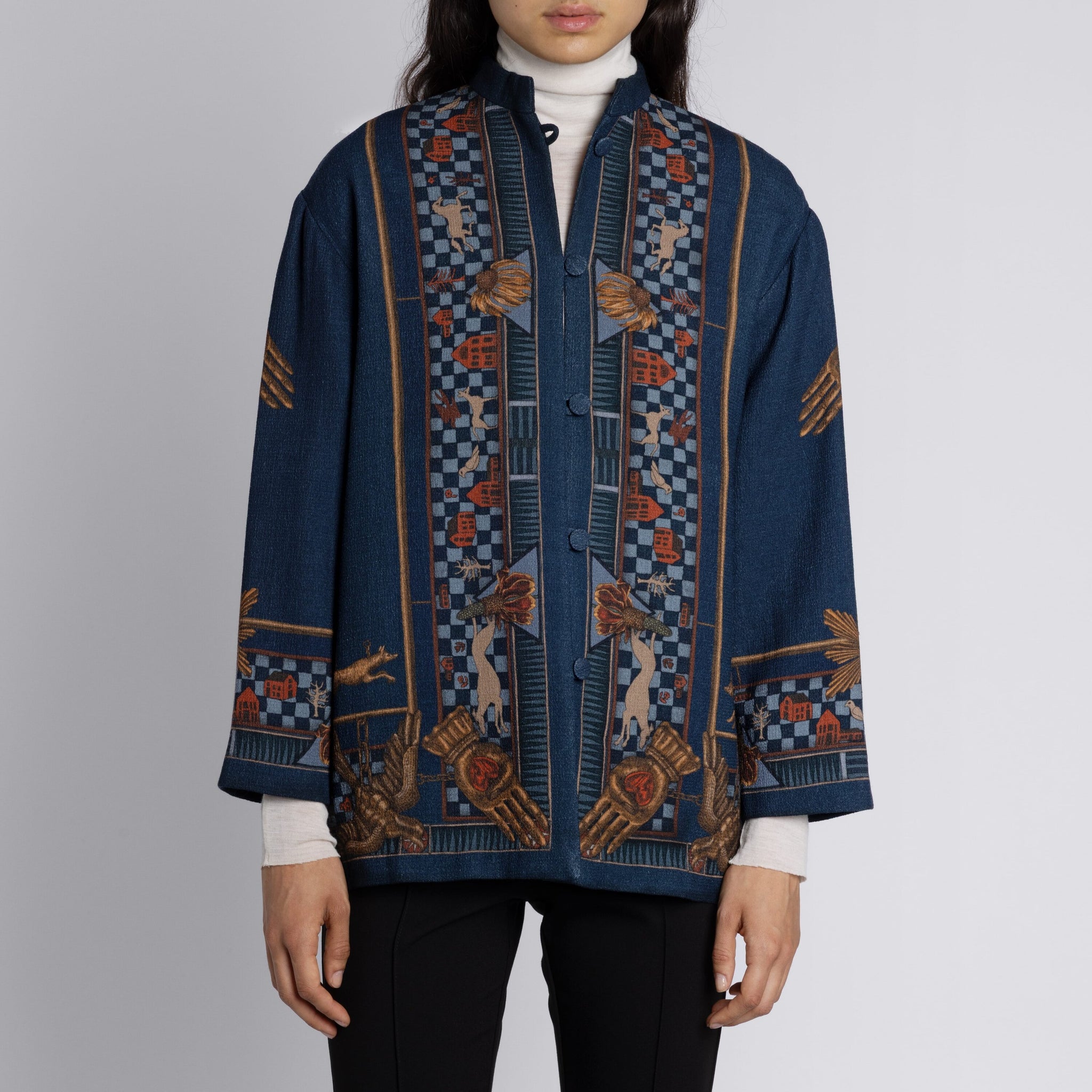 Secrets of the Bison Wool Lounge Jacket in Chambray Stone | Sabina