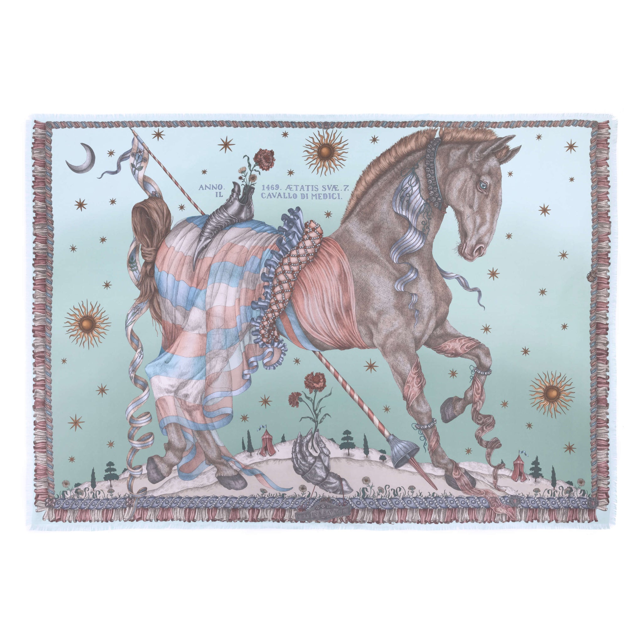 The Celestial Steed Silk Twill Shawl in Celadon Salt | Sabina Savage