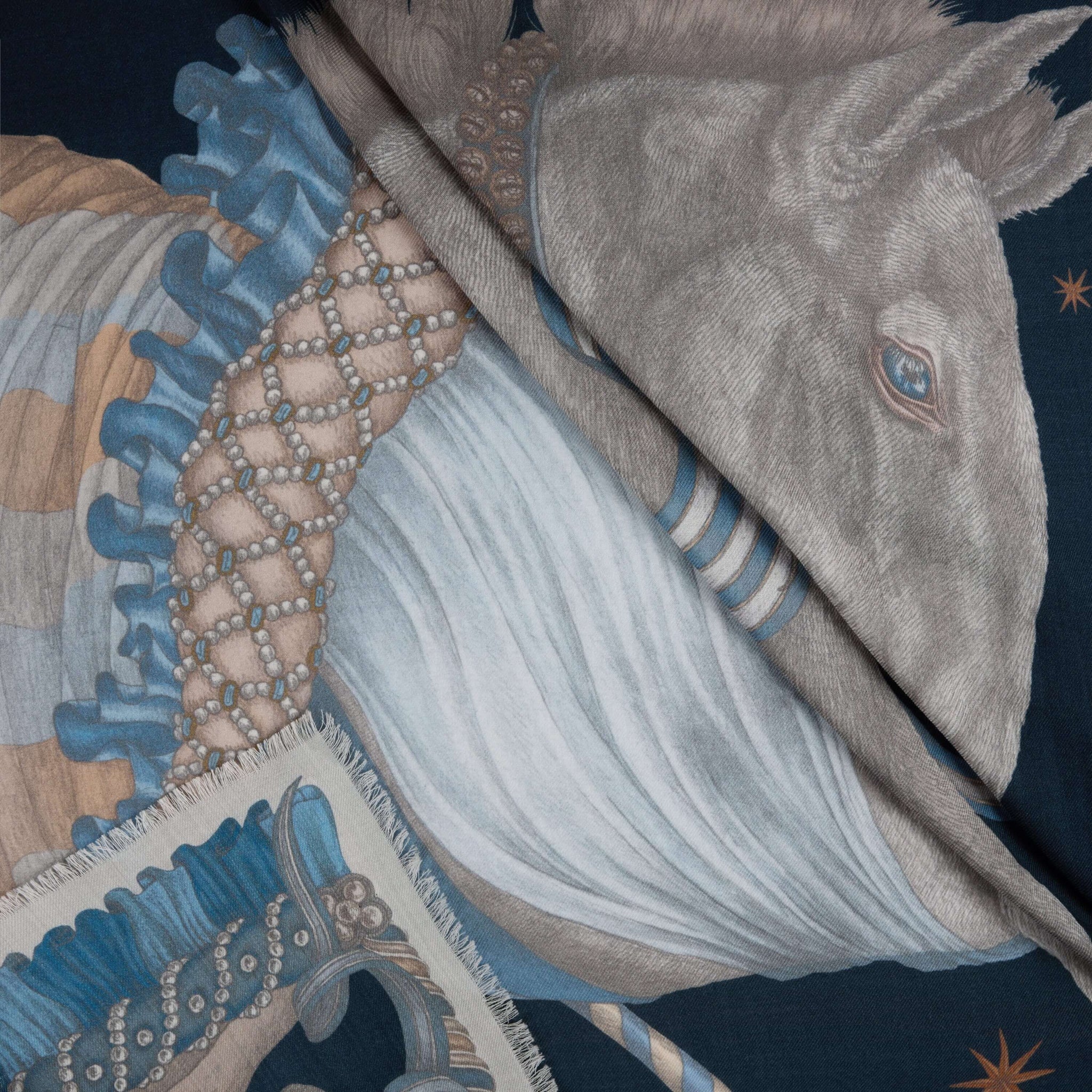 The Celestial Steed Silk Twill Shawl in Celadon Salt | Sabina Savage
