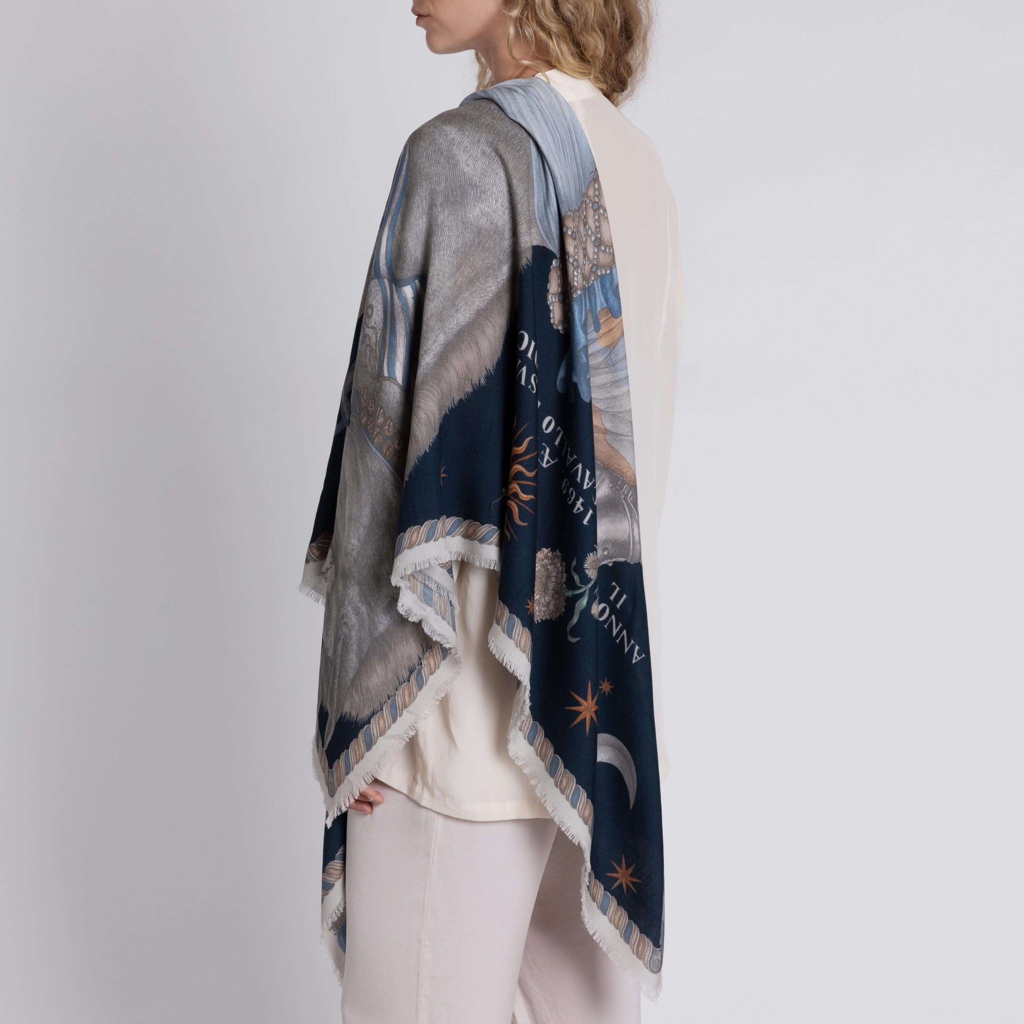 The Celestial Steed Silk Twill Shawl in Celadon Salt | Sabina Savage