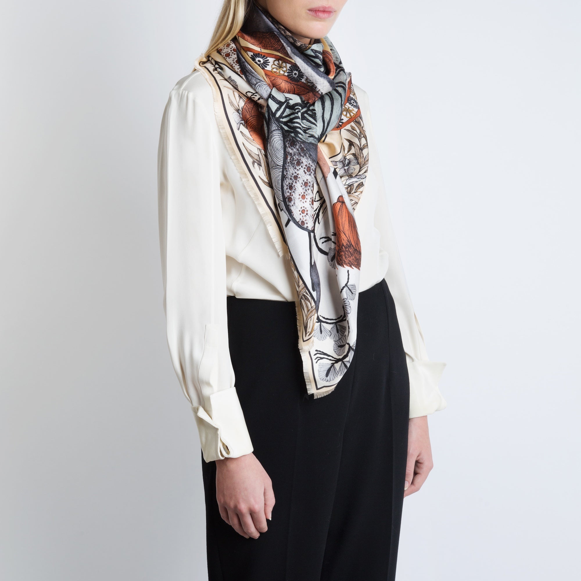 The Cunning Kitsune Silk Twill Shawl 135 – Sabina Savage