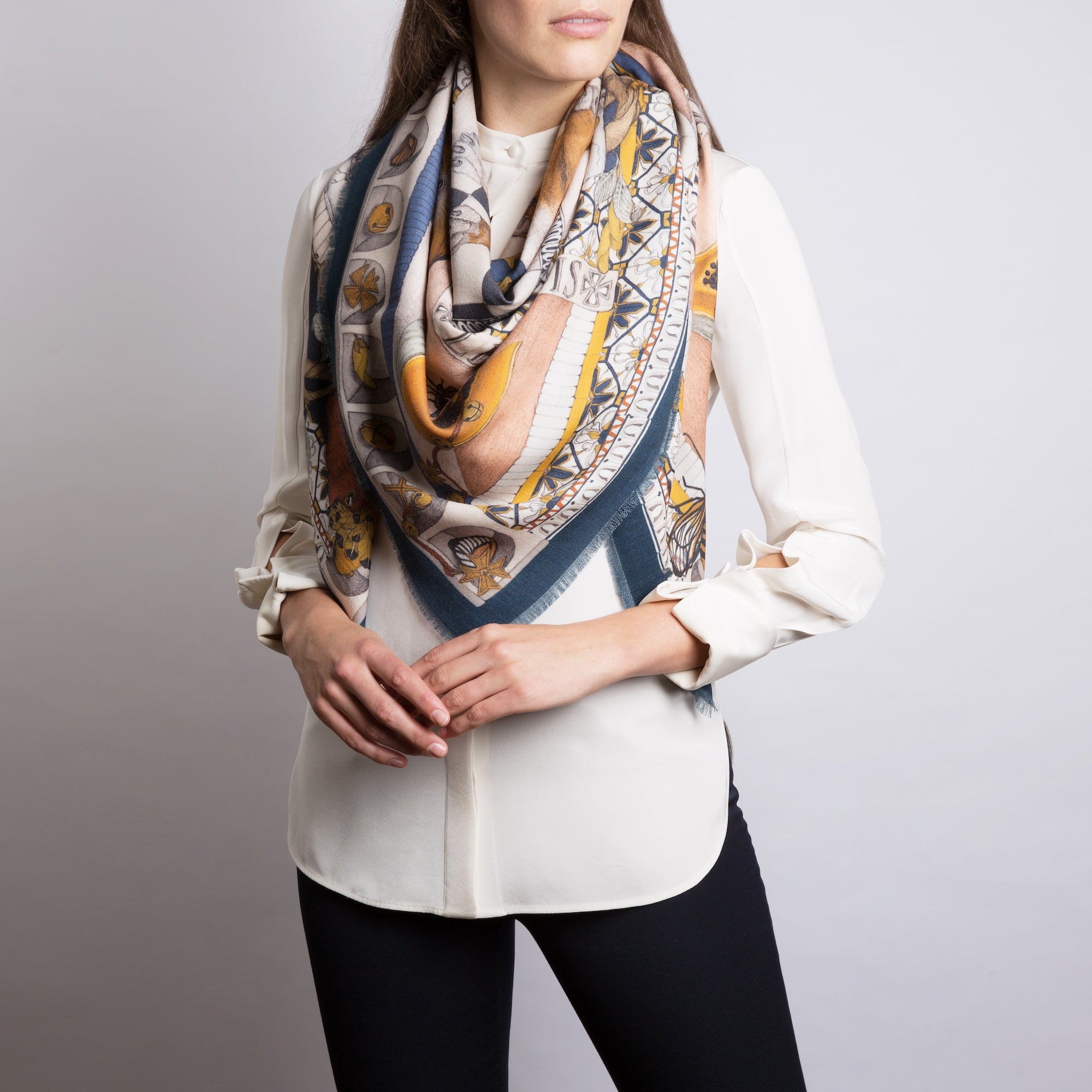 The Feline Trinity Wool Silk Shawl 135 – Sabina Savage