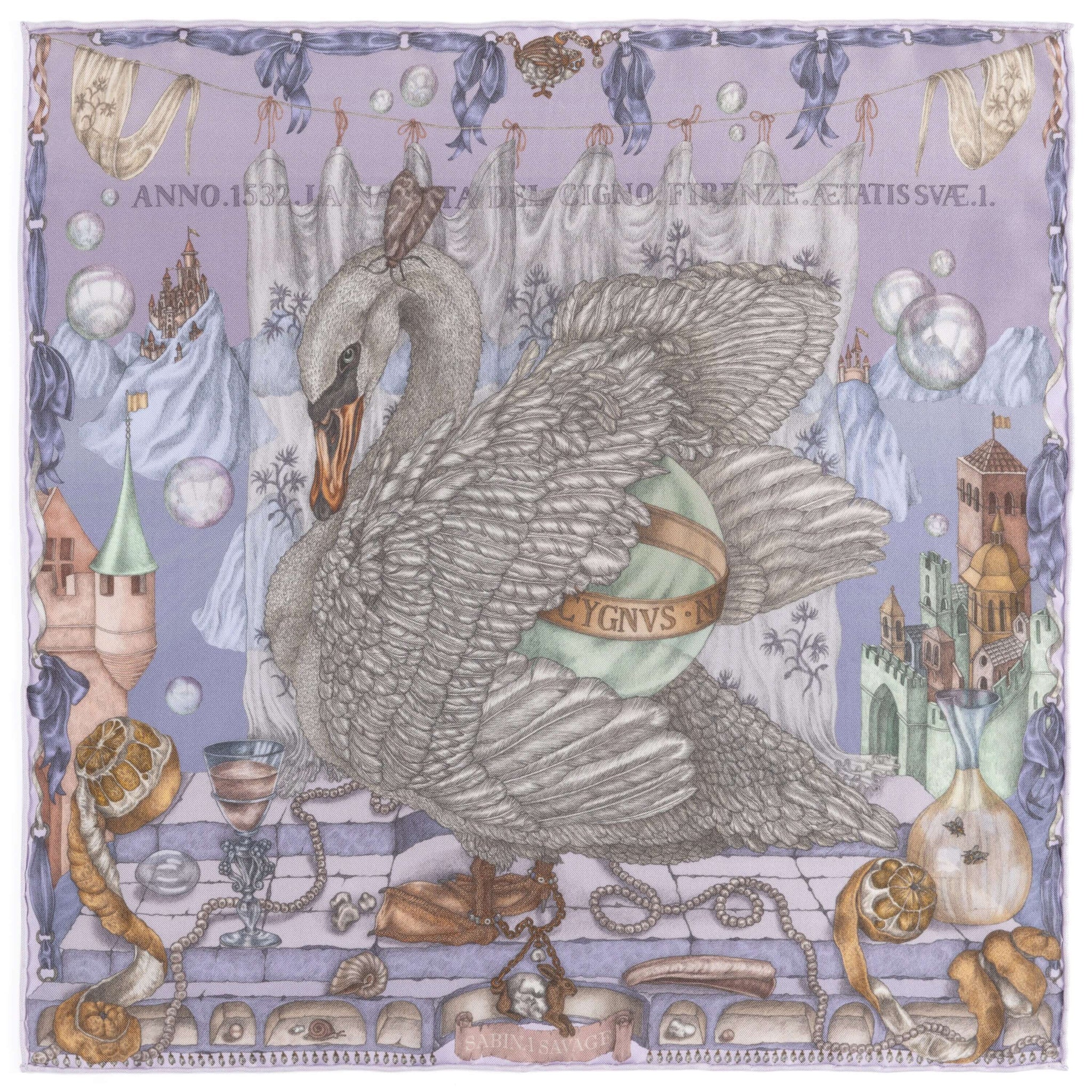 The Glass Swan Sillk Twill Scarf in Crystal Calcite | Sabina Savage