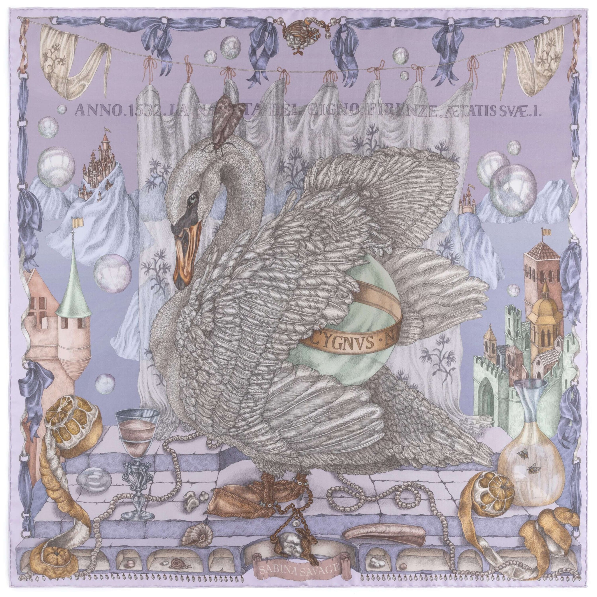 イラン、シルク銀柑シルクラグ/サイズ：60x90cm…..mp2。 The Glass Swan Sillk Twill Shawl in Crystal Calcite | Sabina Savage