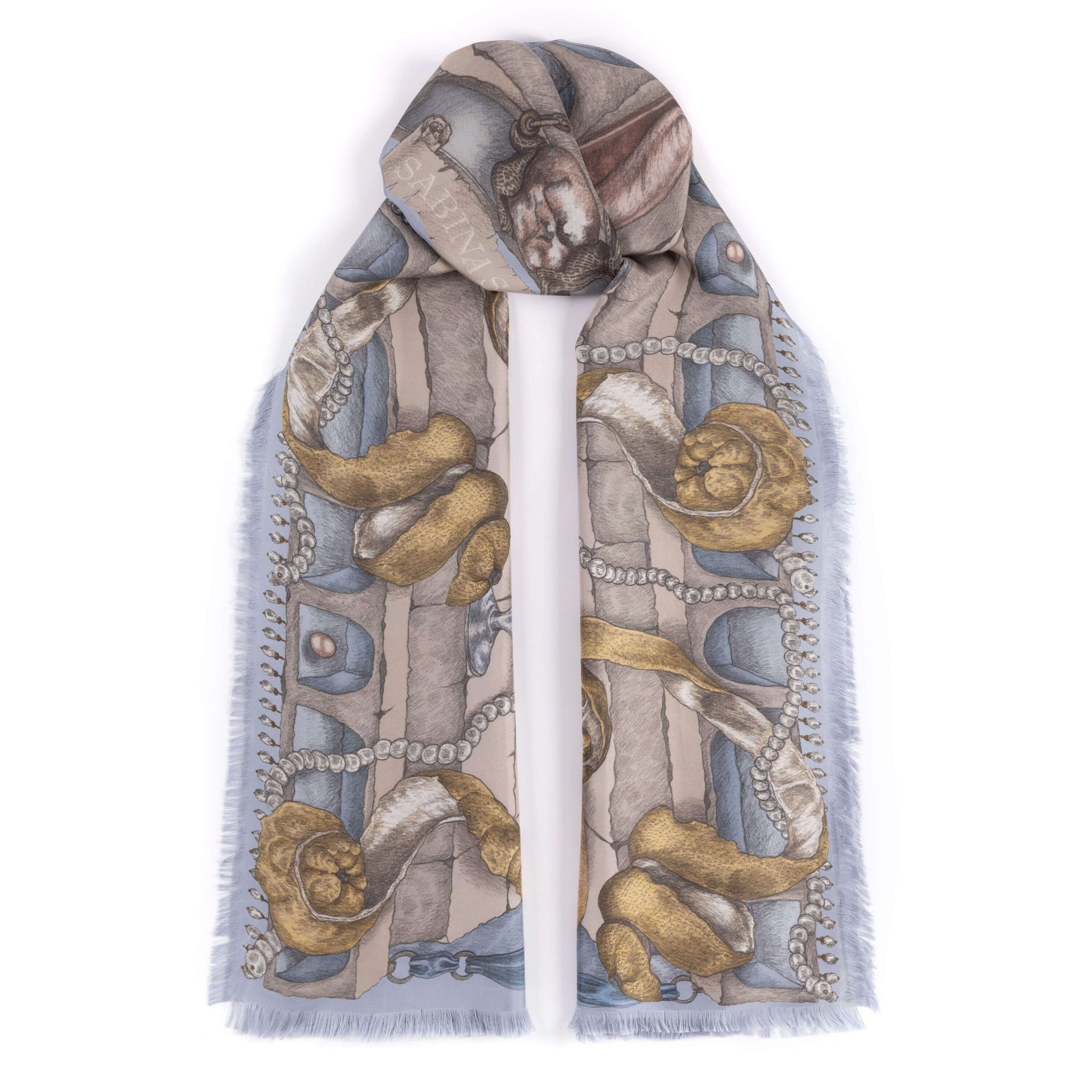 nitraid クレイジーサバンナ　ストール The Glass Swan Sillk Twill Shawl in Crystal Calcite | Sabina Savage