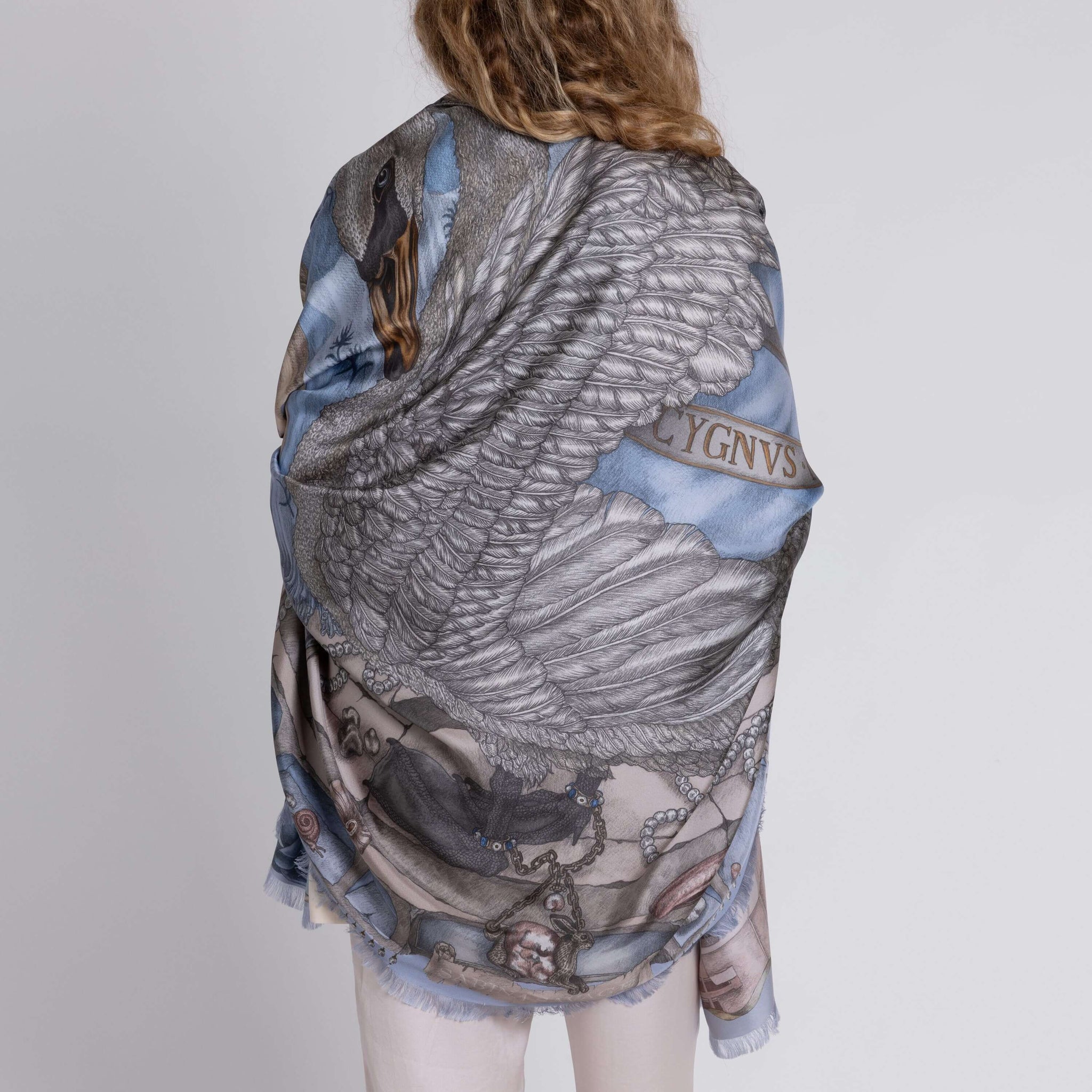 The Glass Swan Sillk Twill Shawl in Crystal Calcite | Sabina Savage