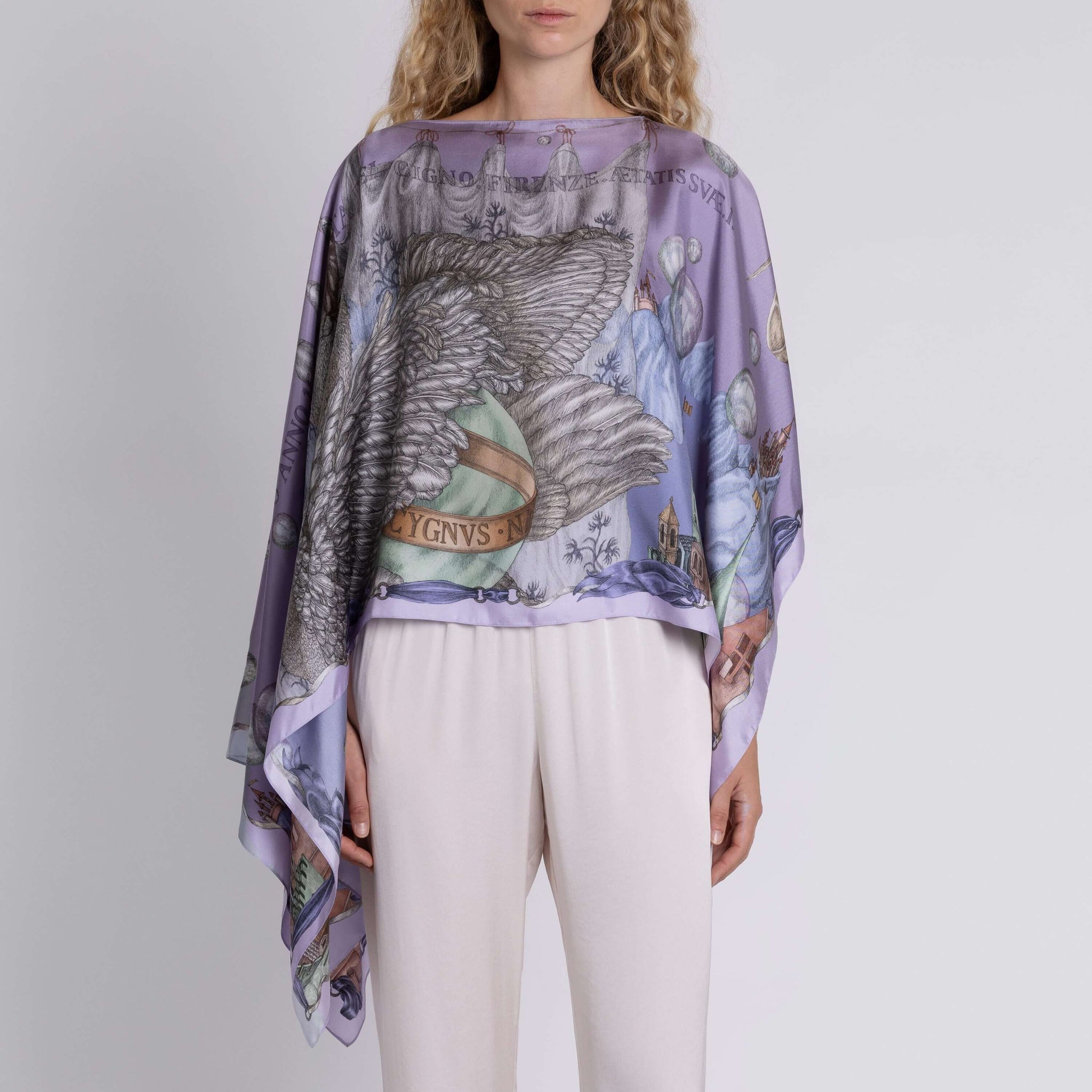 The Glass Swan Pencil Silk Slipover in Pewter/Pigeon | Sabina Savage