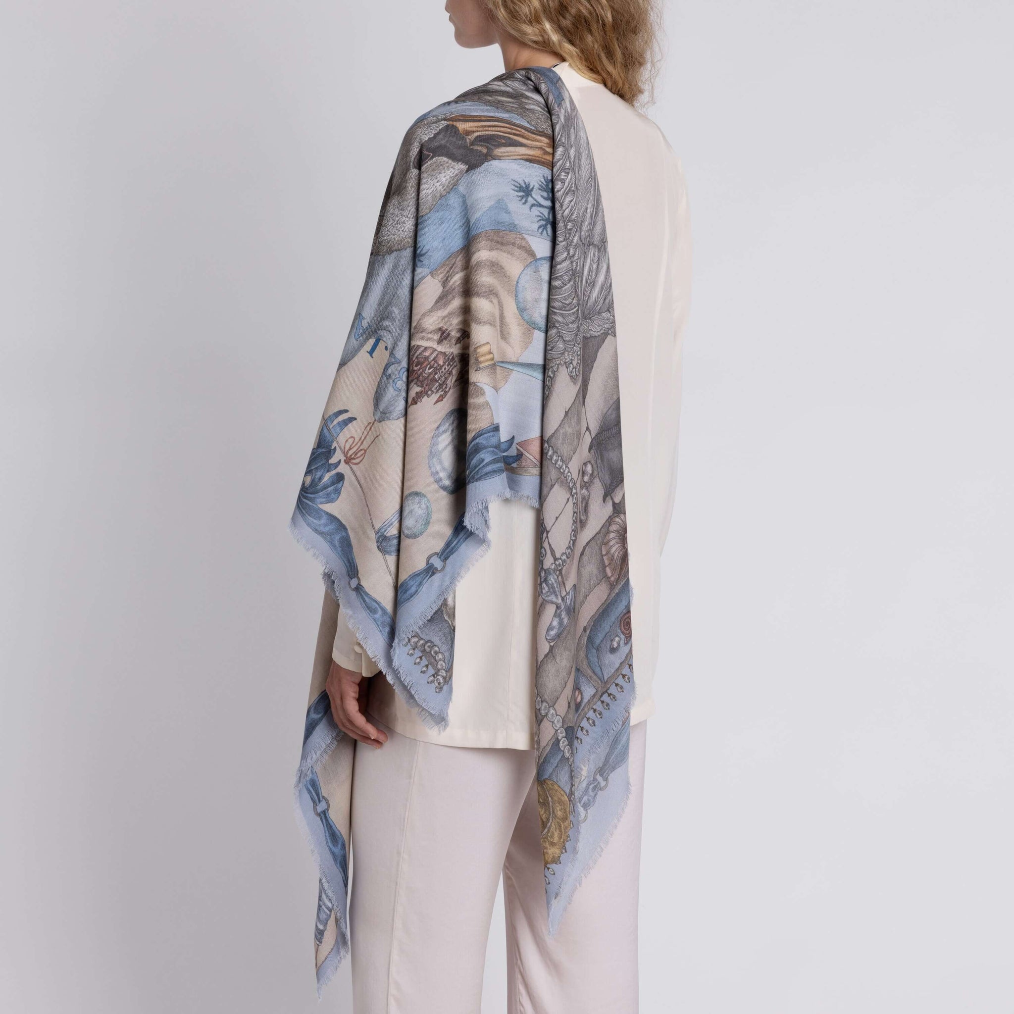 The Glass Swan Sillk Twill Shawl in Crystal Calcite | Sabina Savage