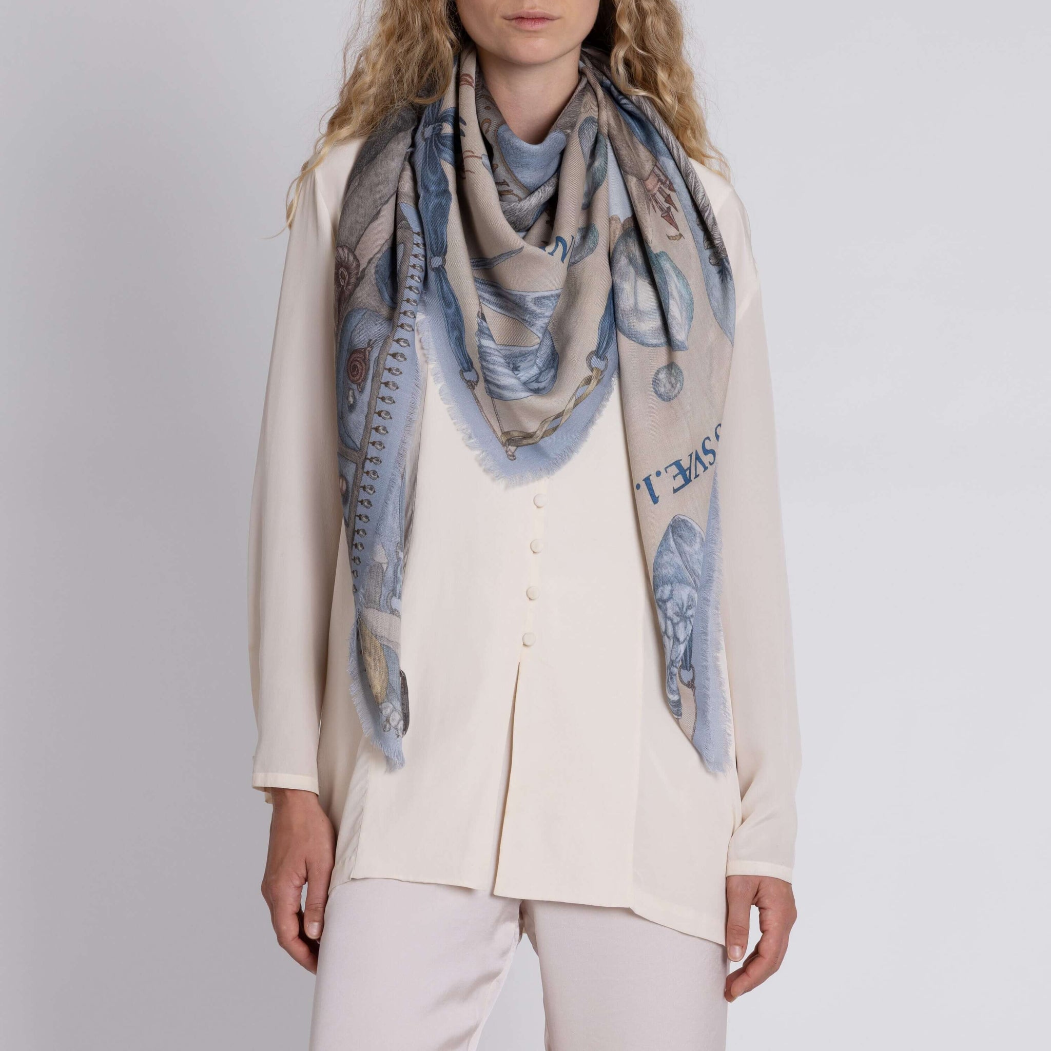 The Glass Swan Sillk Twill Shawl in Crystal Calcite | Sabina Savage