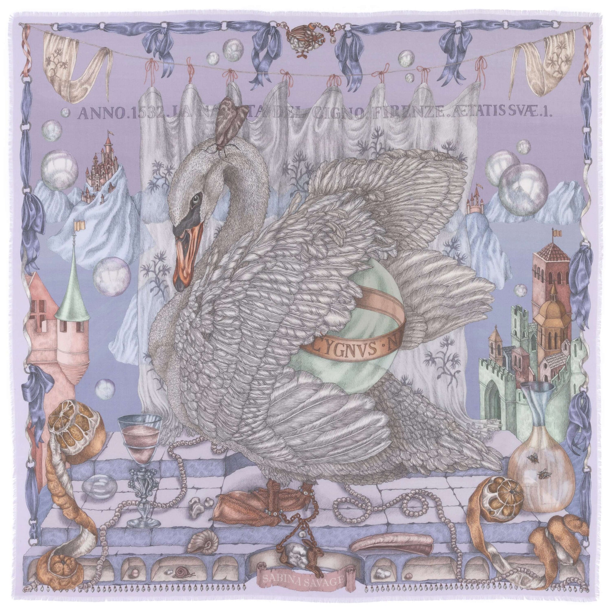 The Glass Swan Sillk Twill Shawl in Crystal Calcite | Sabina Savage