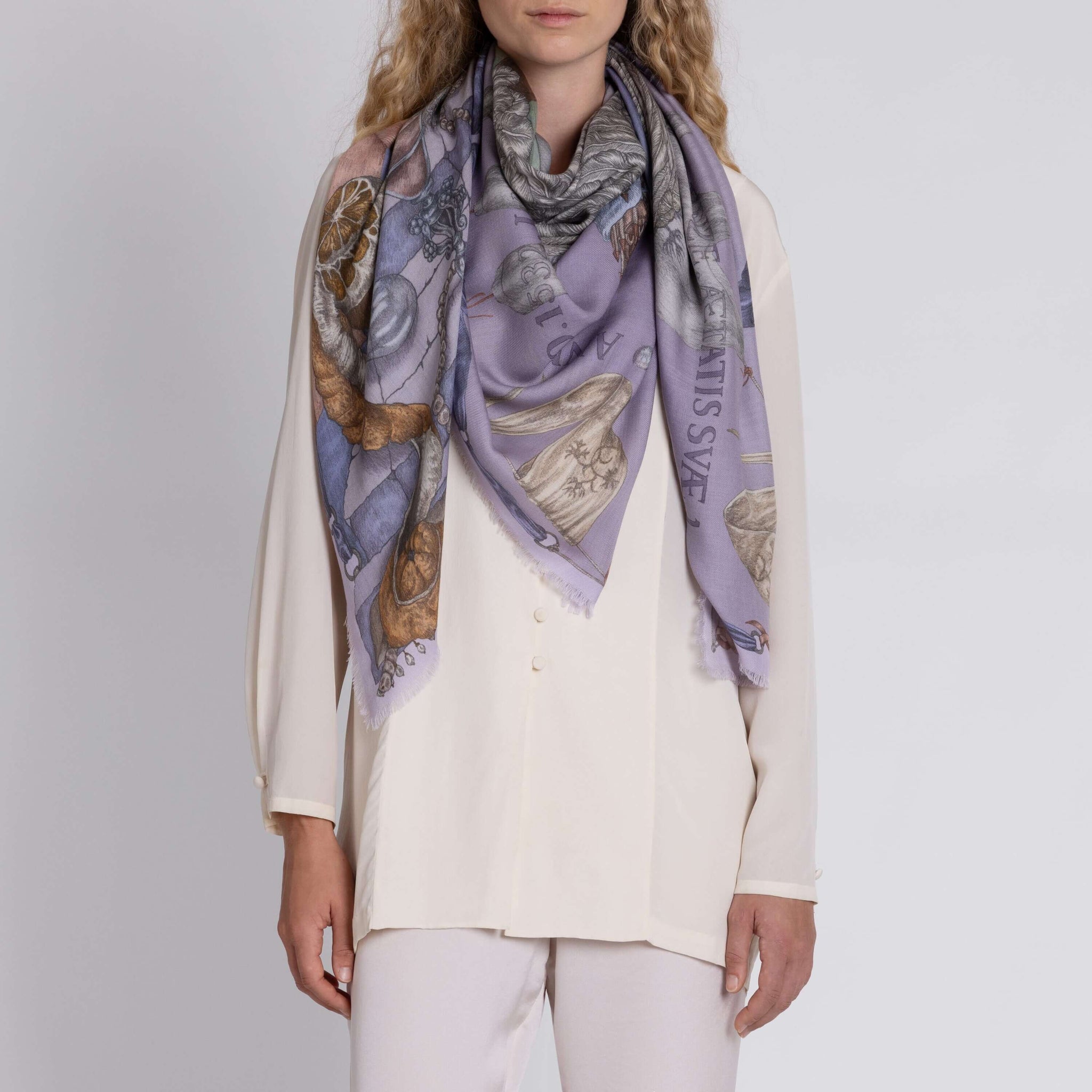 The Glass Swan Sillk Twill Shawl in Crystal Calcite | Sabina Savage