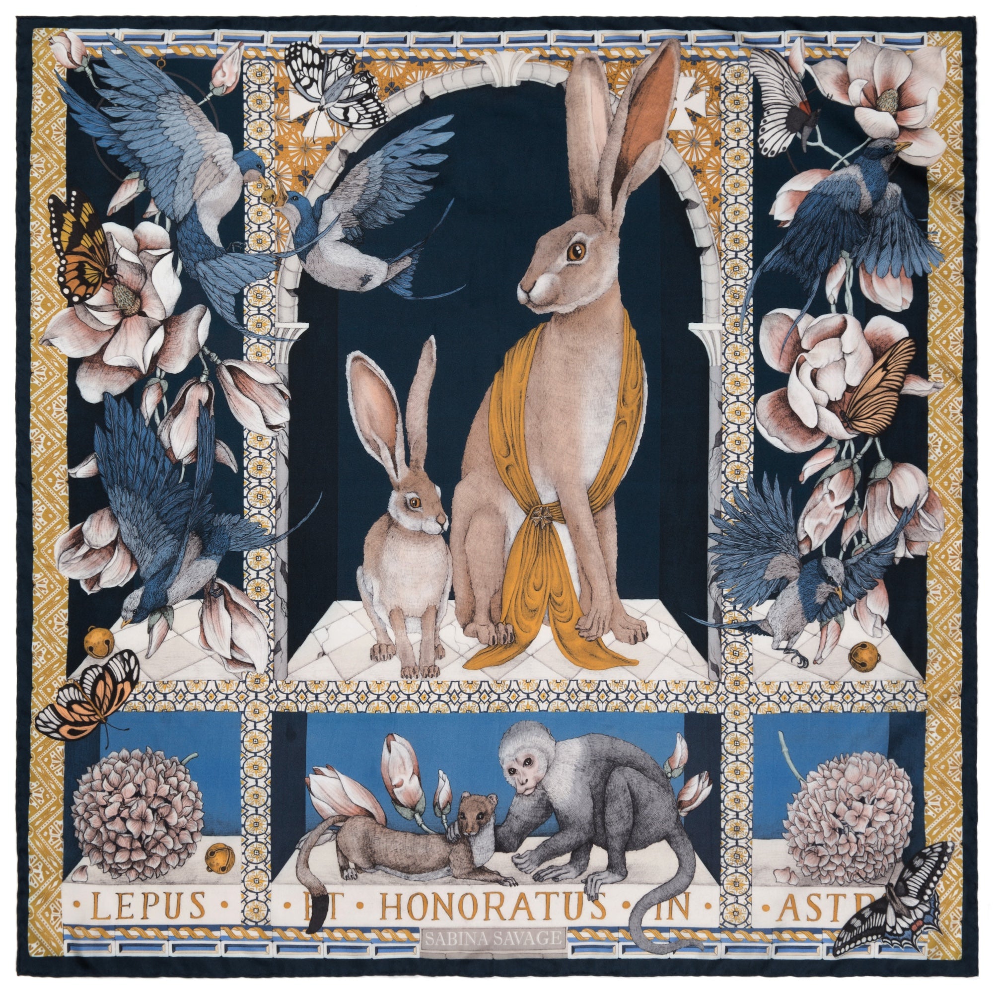 The Hare's Gift Silk Twill Scarf 90 – Sabina Savage