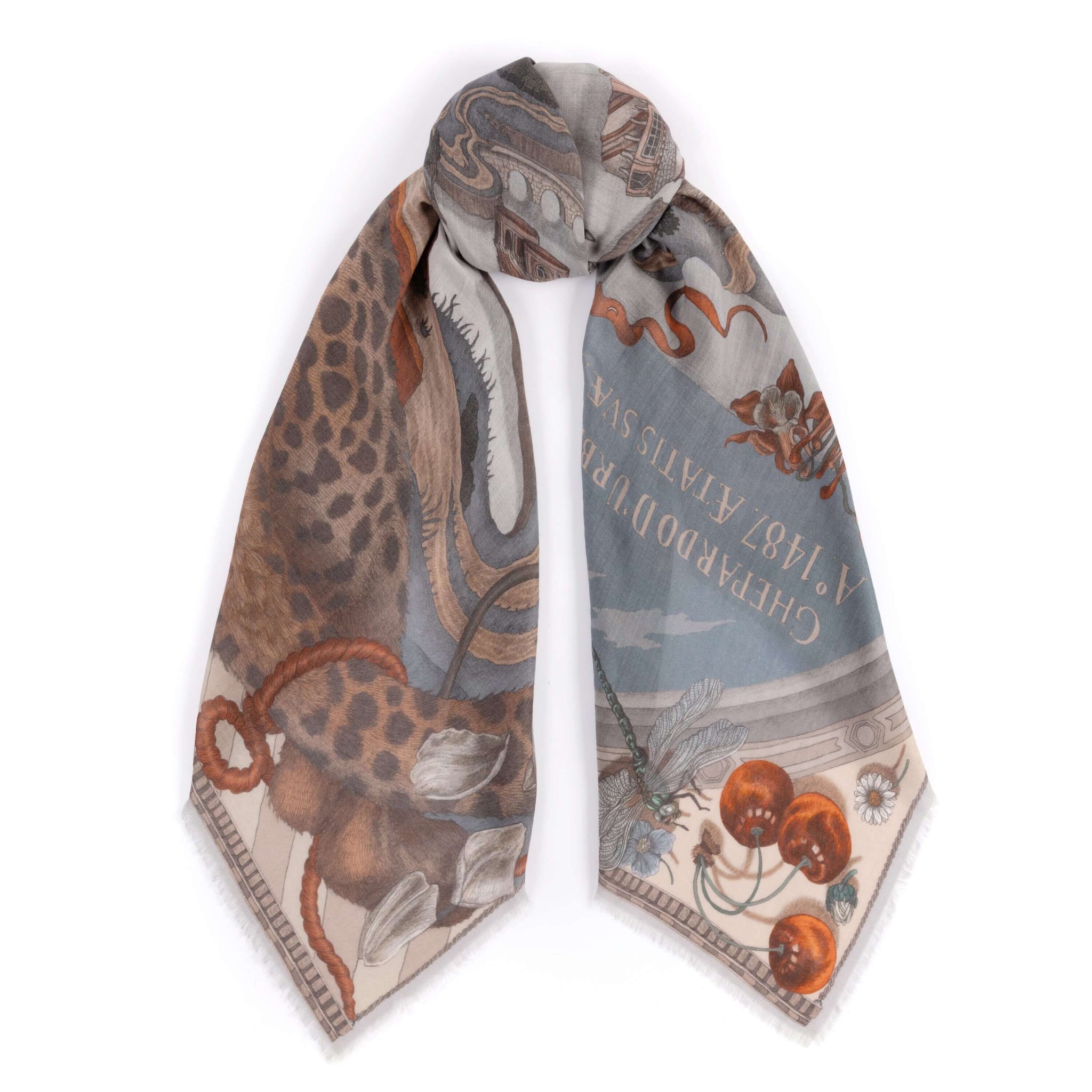 The Medici Cheetah Cashmere Shawl in Morello Mint | Sabina Savage