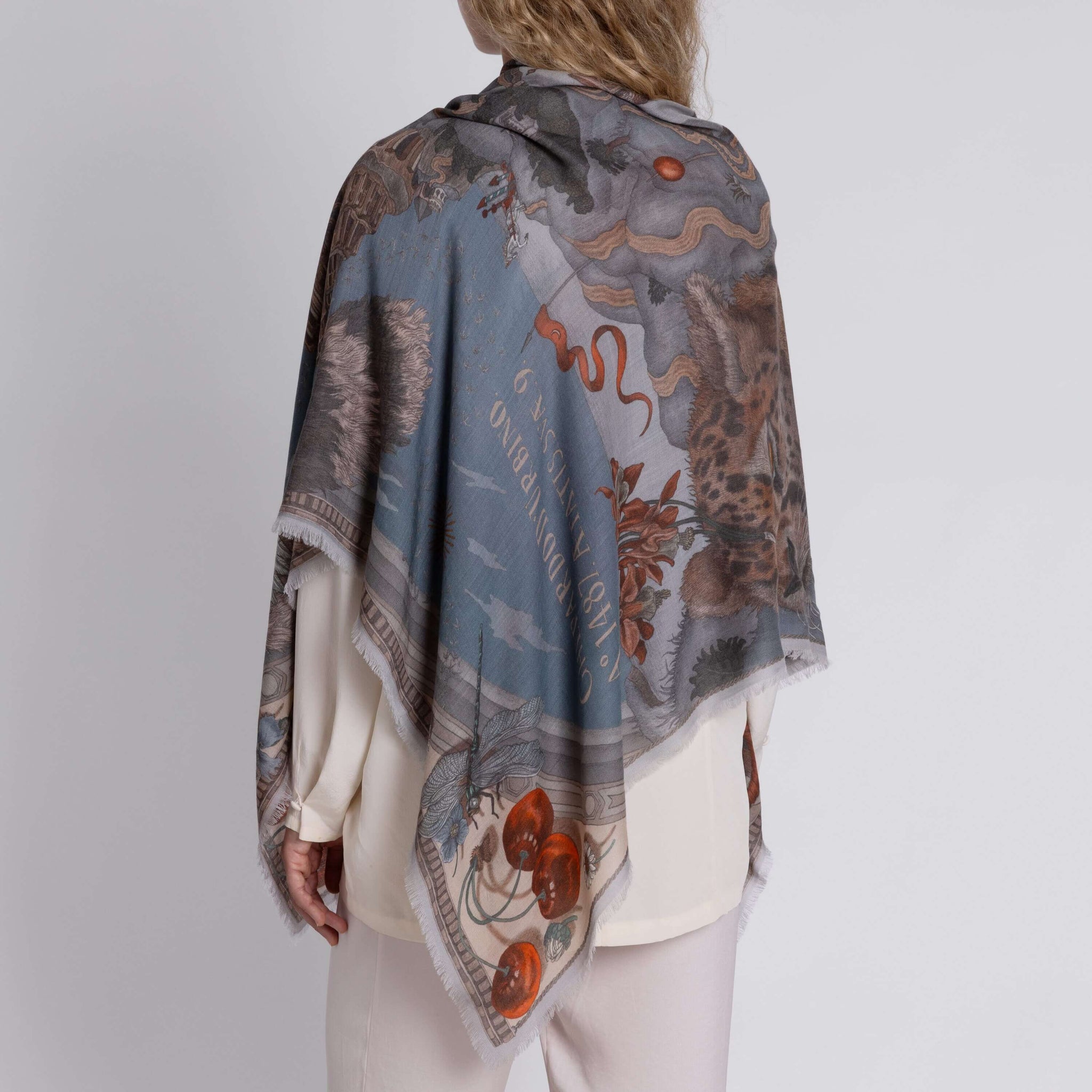 The Medici Cheetah Cashmere Shawl in Morello Mint | Sabina Savage