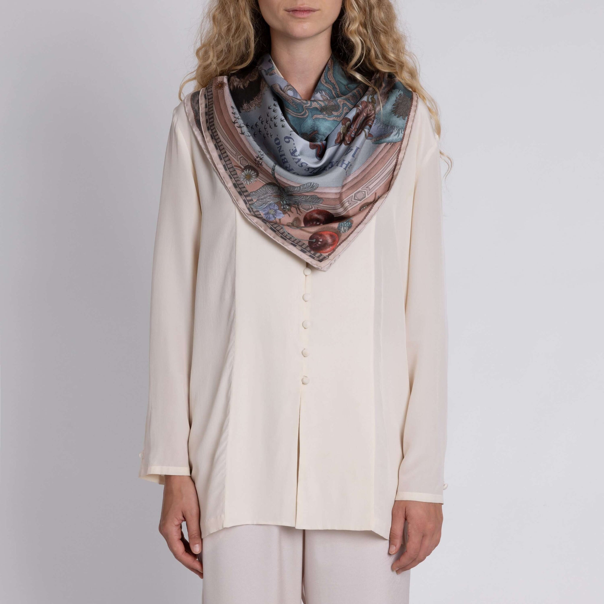 The Medici Cheetah Sillk Twill Shawl in Morello Mint | Sabina Savage