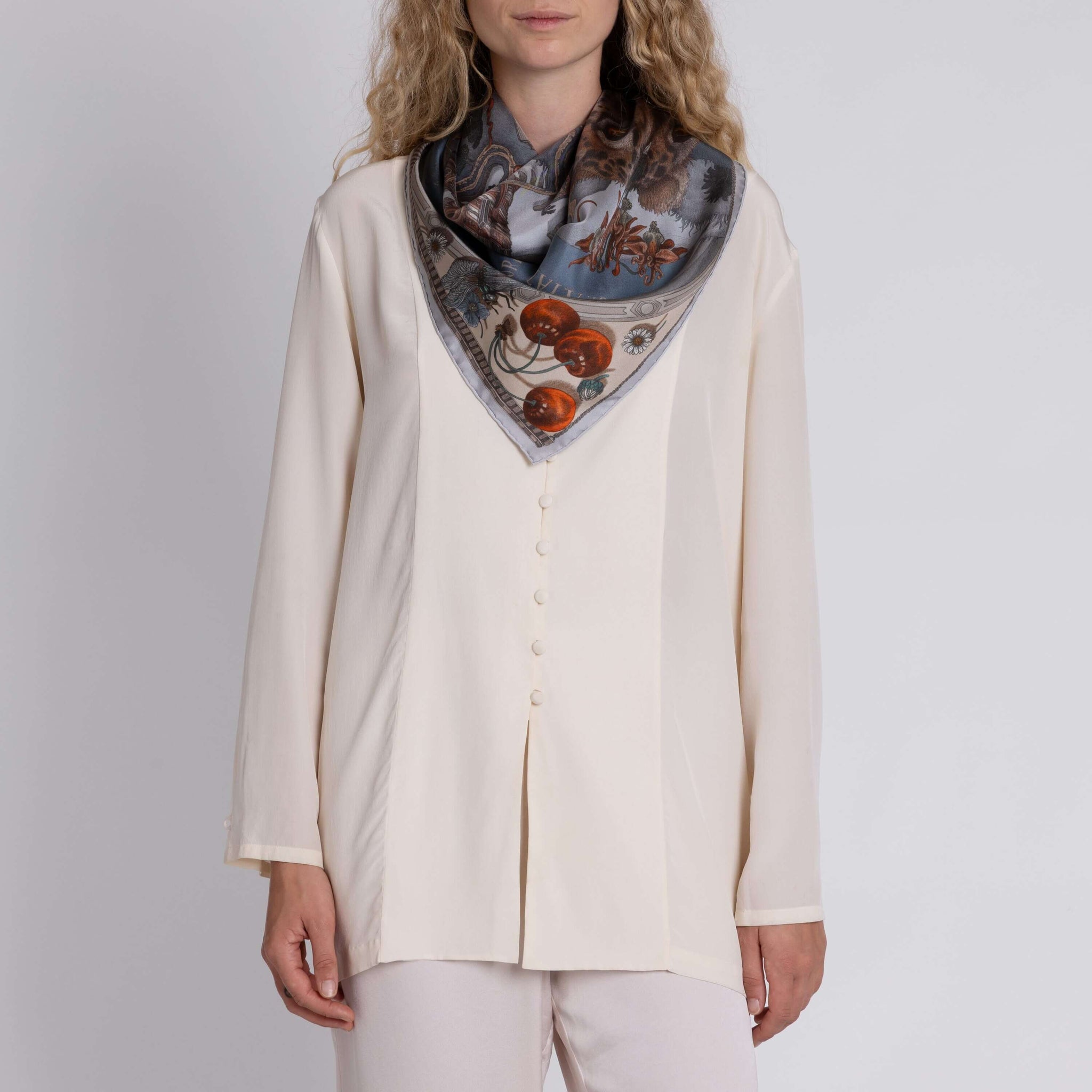 The Medici Cheetah Sillk Twill Shawl in Morello Mint | Sabina Savage