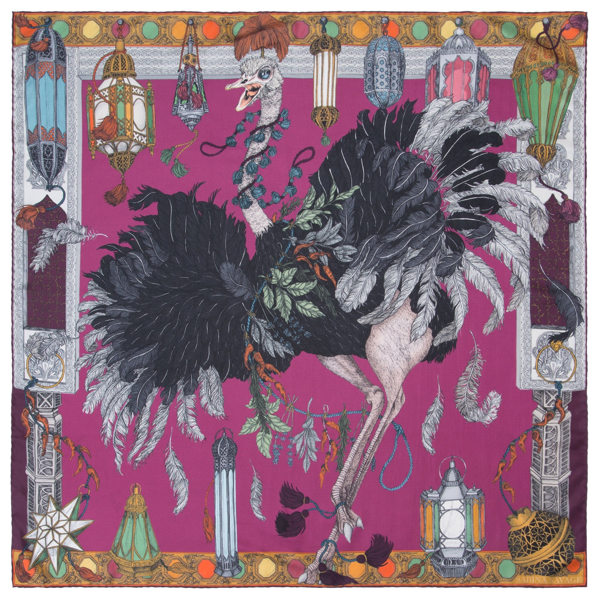 The Opulent Ostrich Silk Twill Scarf 90 – Sabina Savage