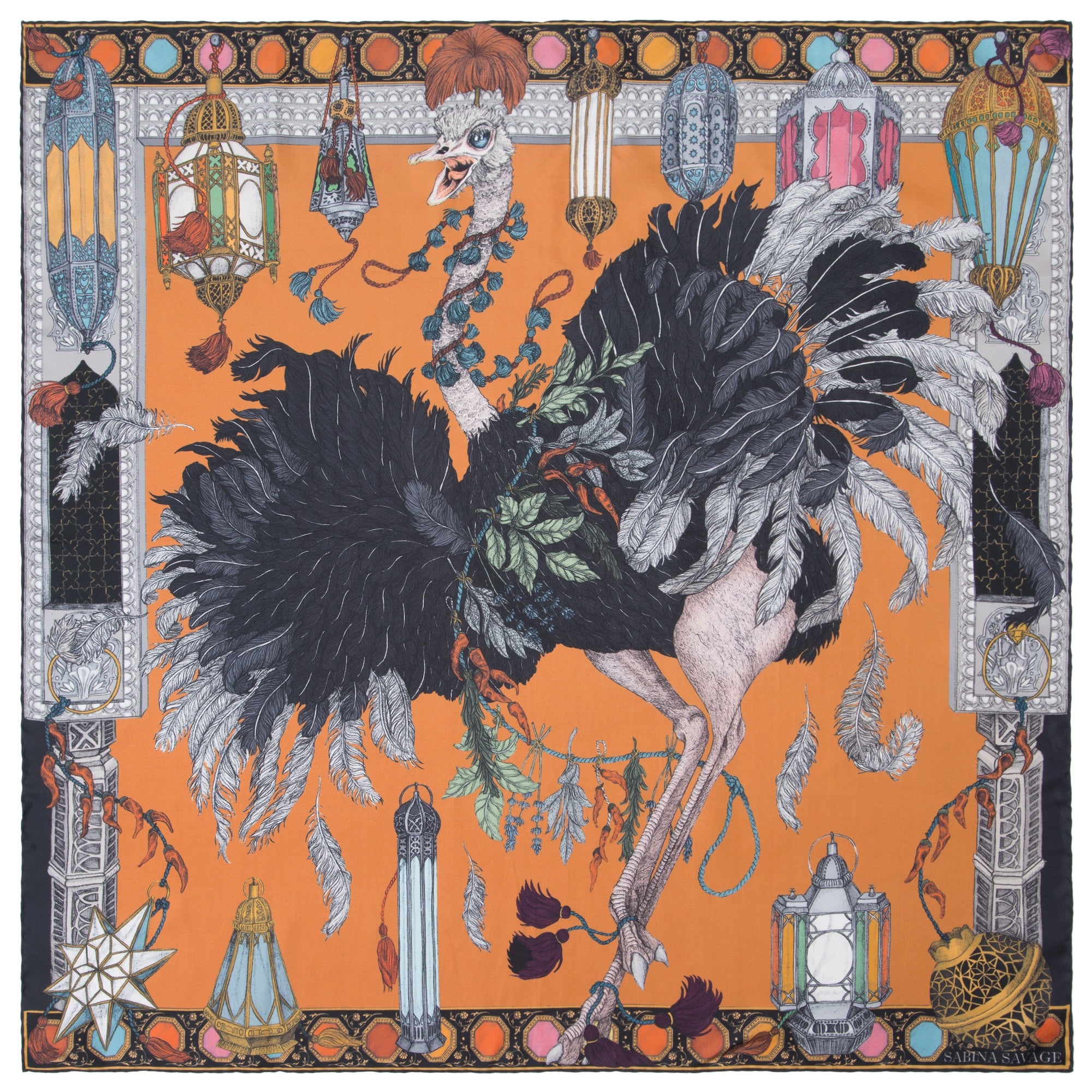 The Opulent Ostrich Silk Twill Scarf 90 – Sabina Savage