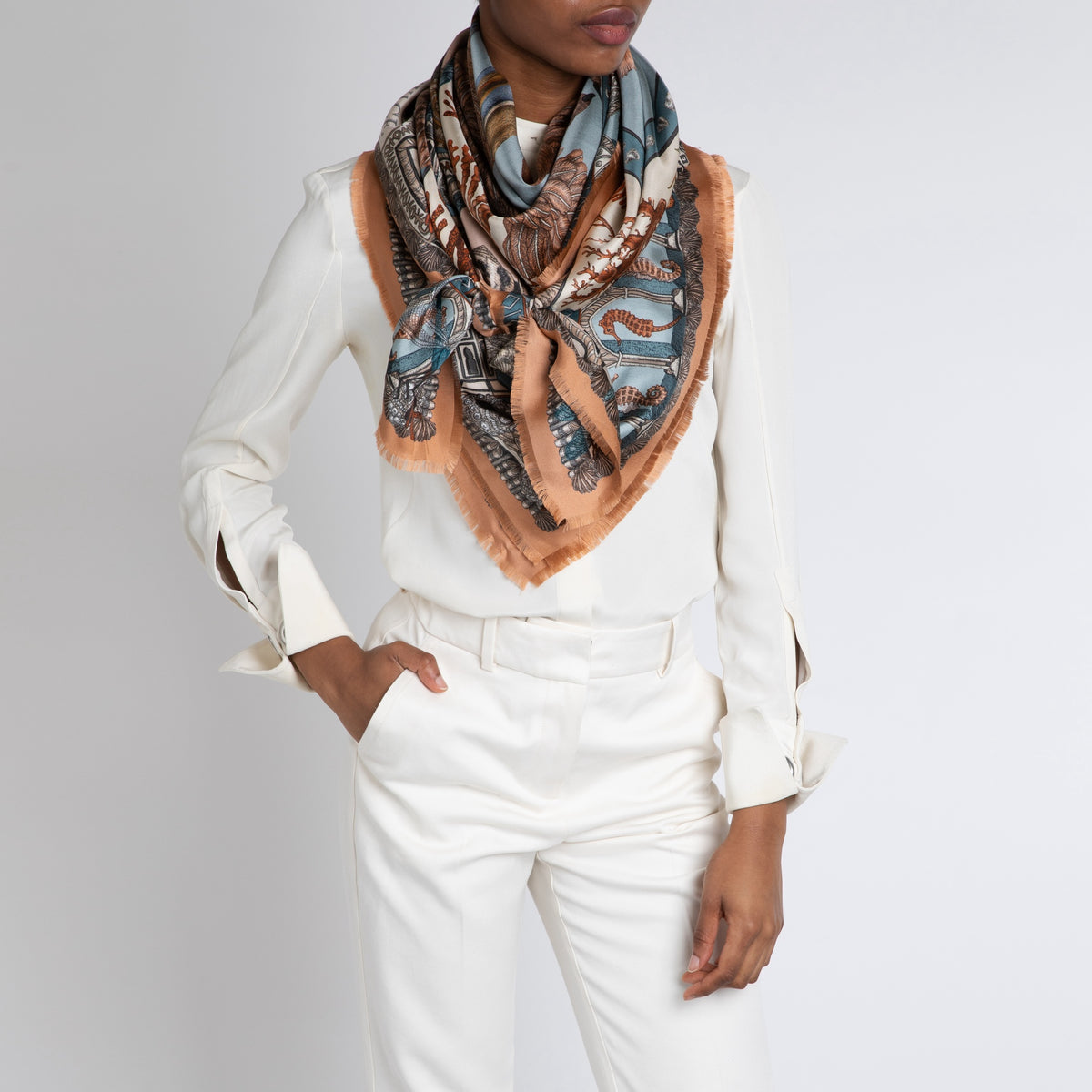 The Pelicans and The Sea Silk Twill Shawl 135 – Sabina Savage