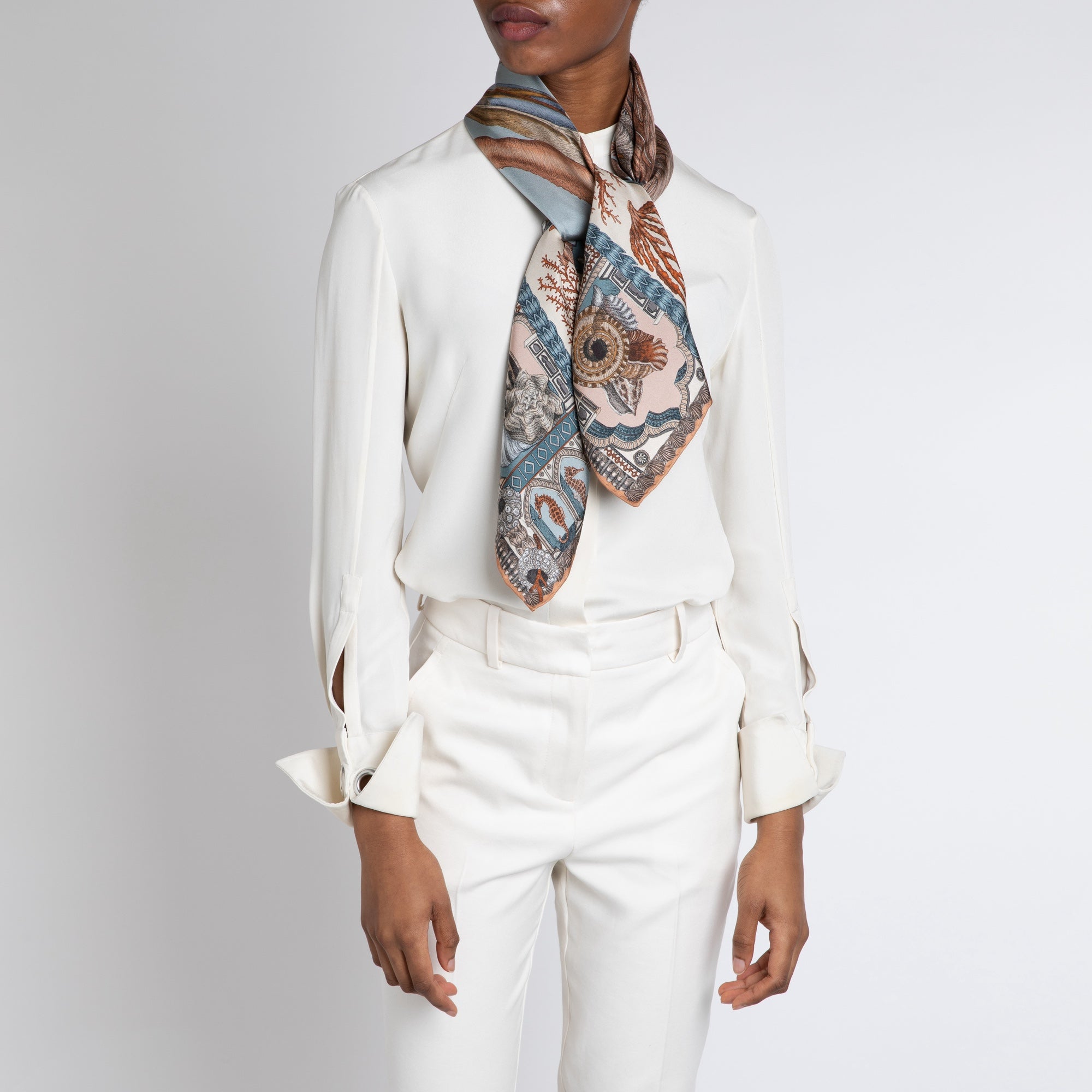 The Pelicans and The Sea Silk Twill Scarf 90 – Sabina Savage