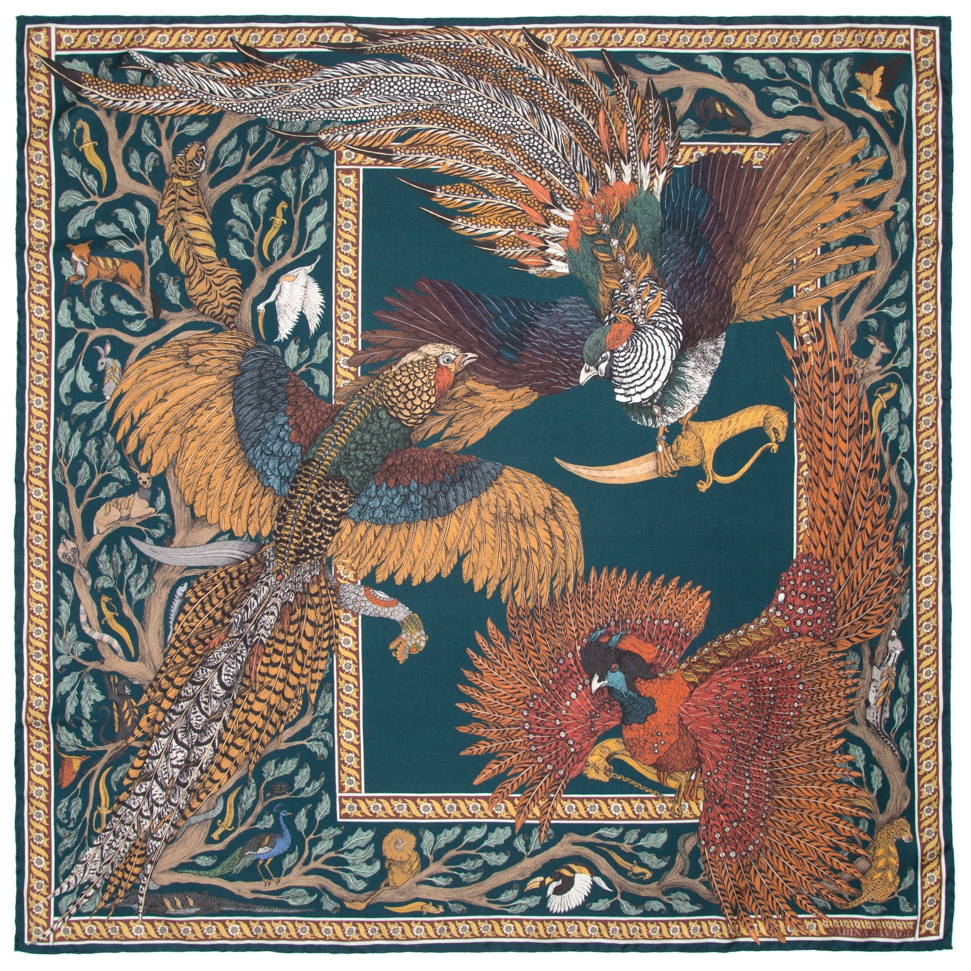 The Pheasant Tree Silk Twill Scarf 90 – Sabina Savage