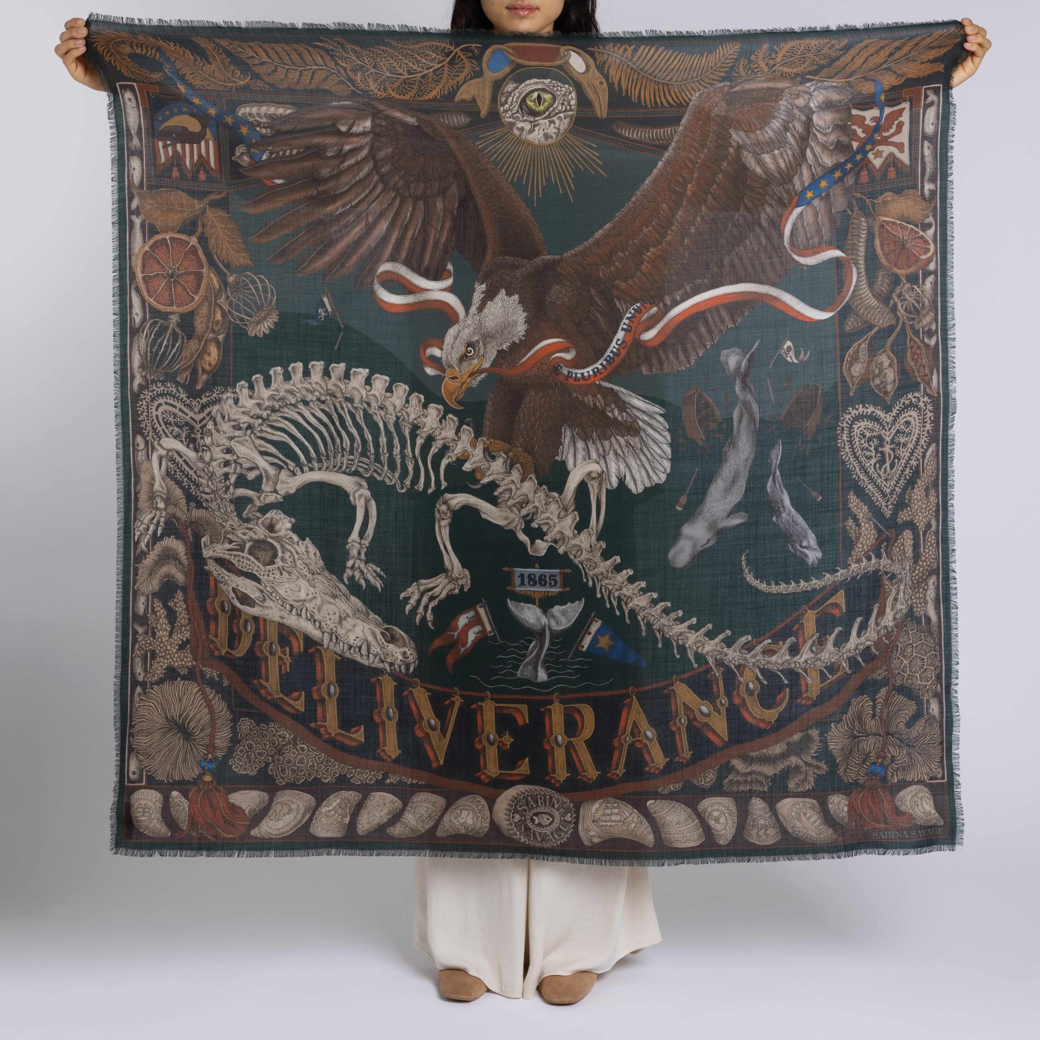 The Scrimshaw Skeleton Wool Silk Shawl in Kelp Canvas | Sabina Savage