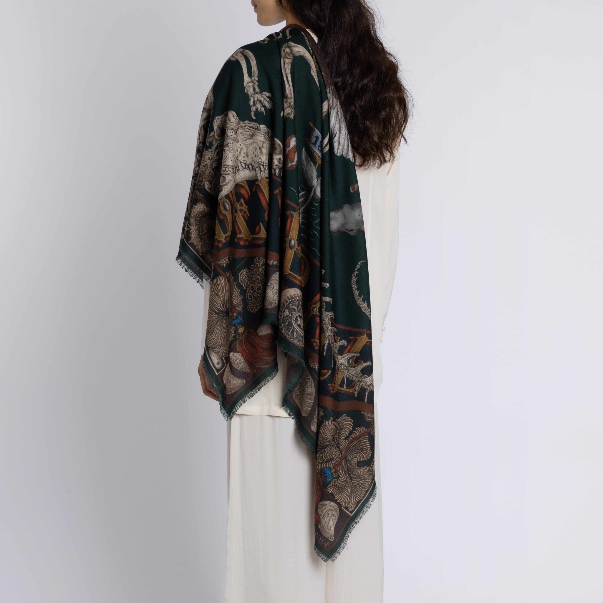 The Scrimshaw Skeleton Wool Silk Shawl in Kelp Canvas | Sabina Savage